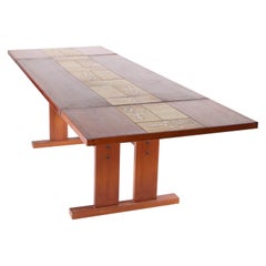Mesa de comedor extensible de palisandro y cerámica
