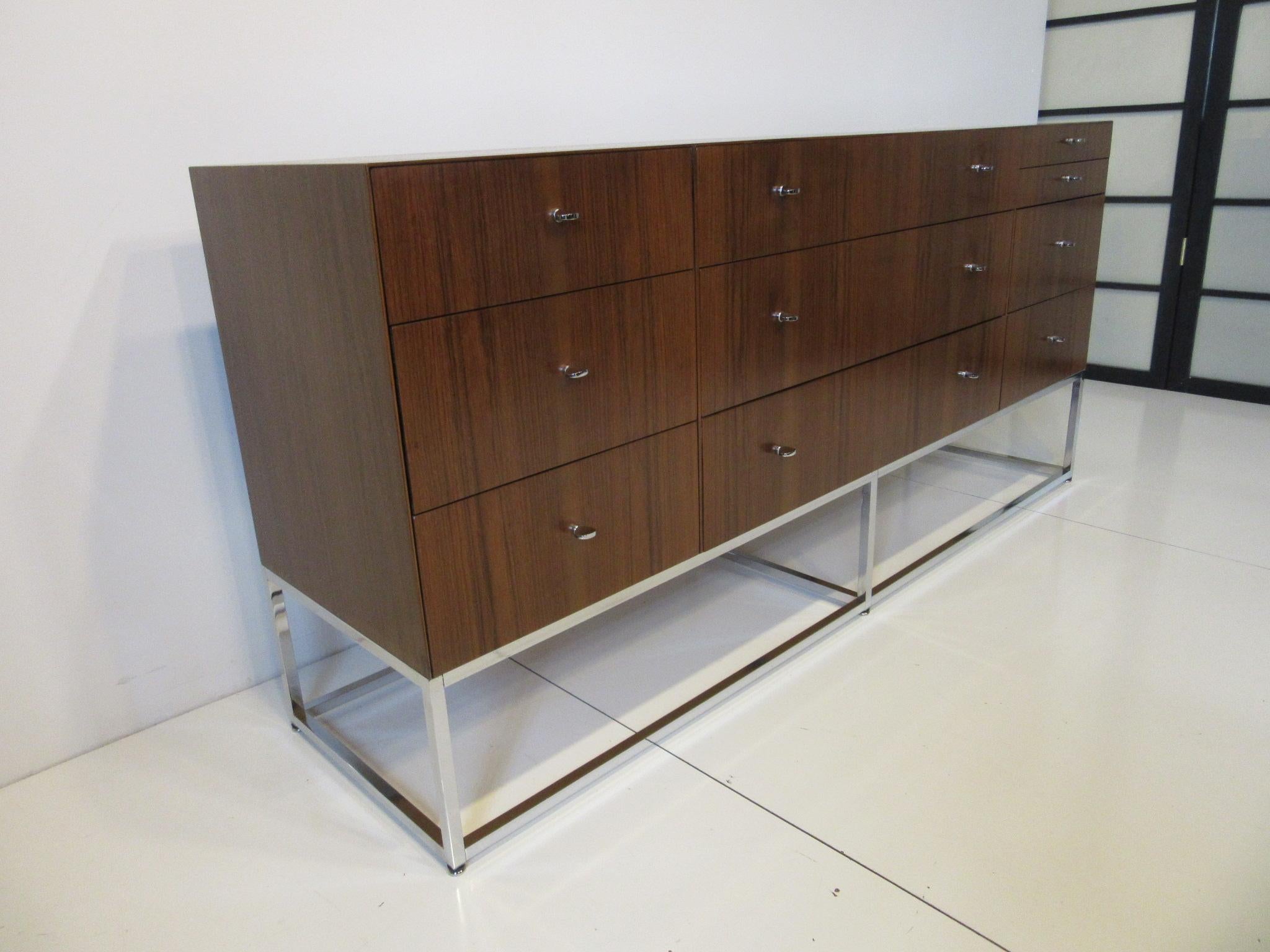 Rosewood and Chrome 10-Drawer Chest /Cabinet / Credenza 5