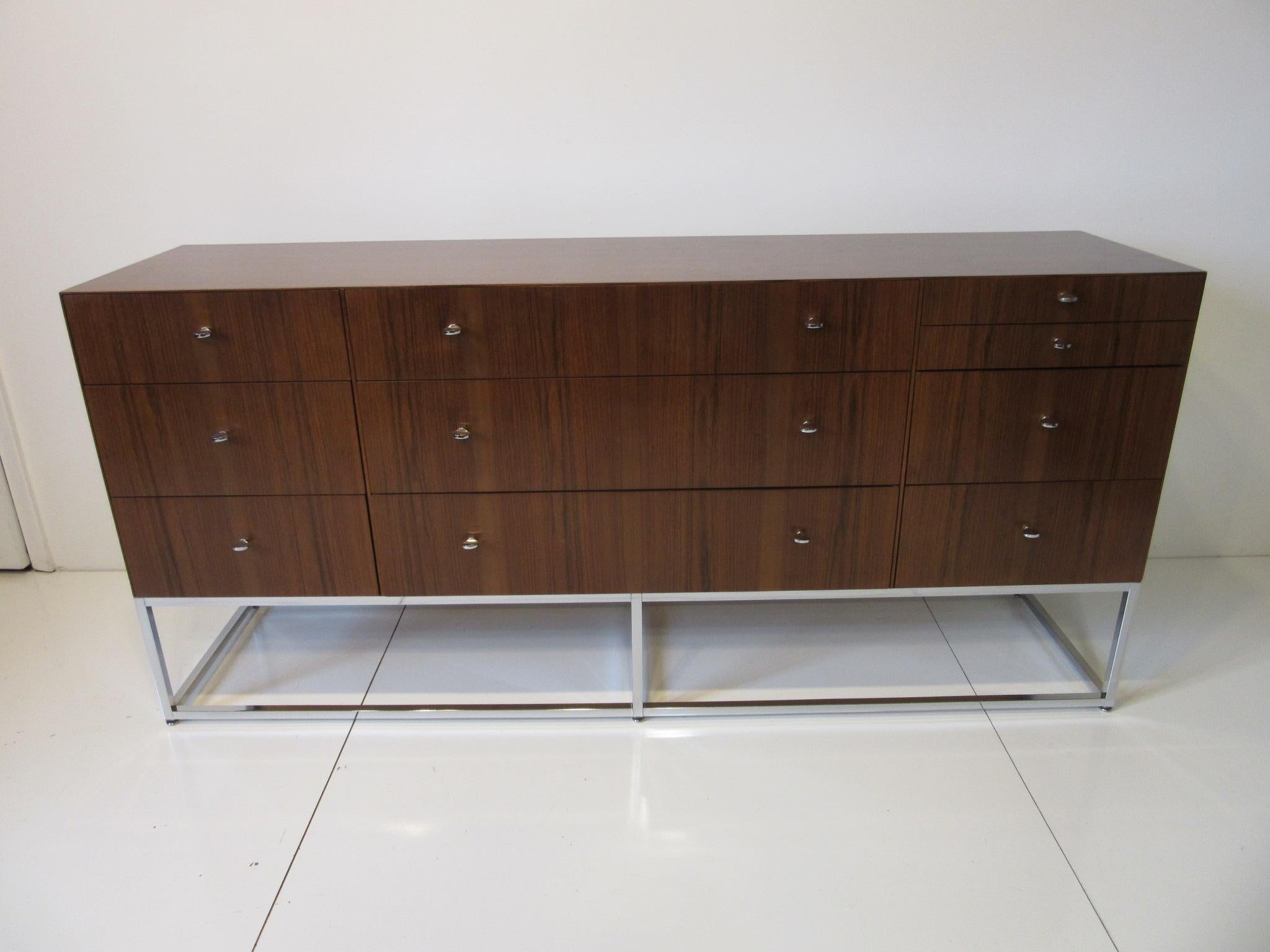 Rosewood and Chrome 10-Drawer Chest /Cabinet / Credenza 6