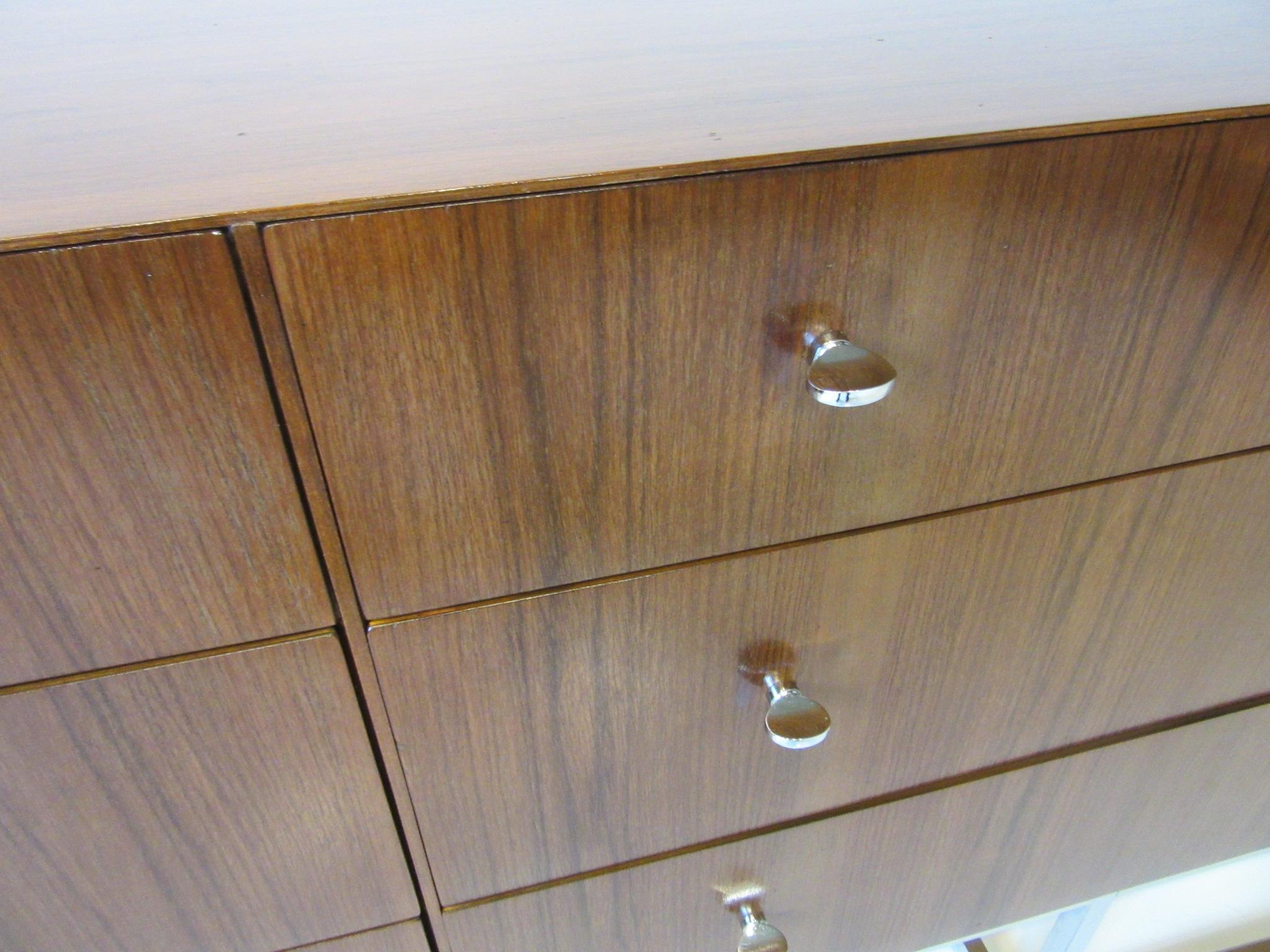 Rosewood and Chrome 10-Drawer Chest /Cabinet / Credenza 2