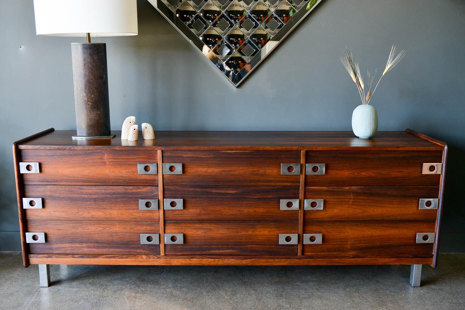 Canadian Rosewood and Chrome 9-Drawer Dresser by Leif Jacobsen, circa 1970