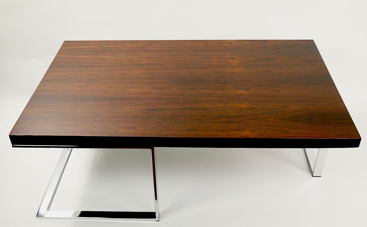 Mid-Century Modern Rosewood and Chrome Coffee Table by Baughman for Thayer Coggin