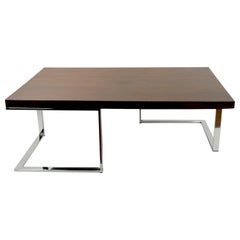 Rosewood and Chrome Coffee Table by Baughman for Thayer Coggin