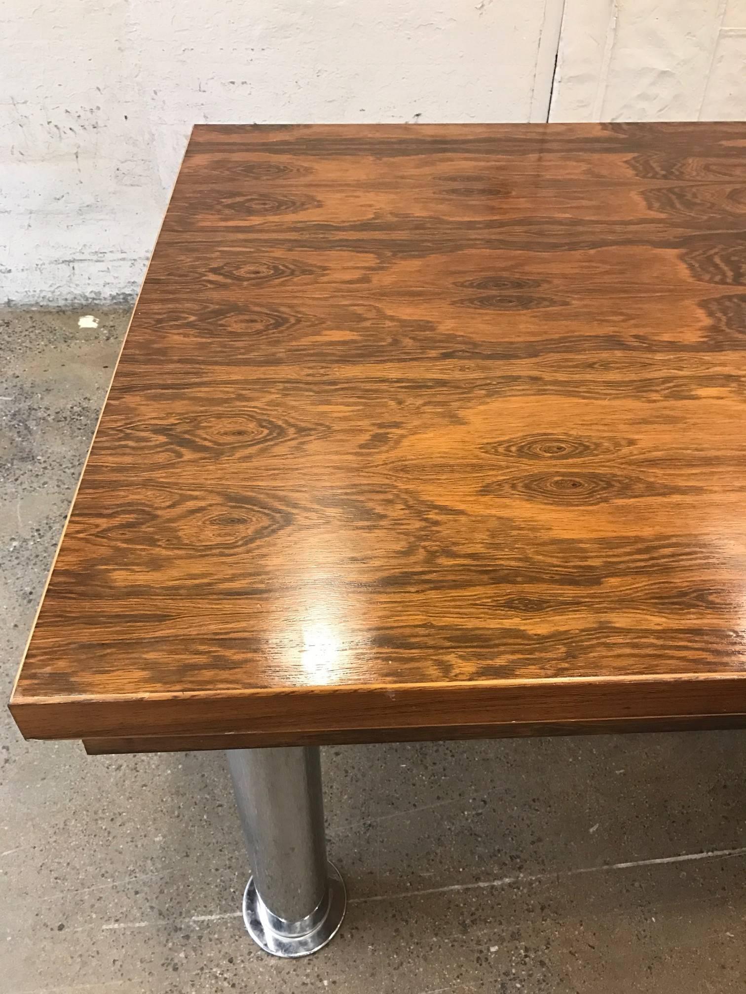 Rosewood and Chrome Conference Table In Good Condition For Sale In New York, NY