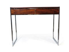 Rosewood and Chrome Console Desk Attributed to Milo Baughman
