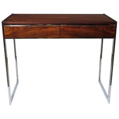 Rosewood and Chrome Console Desk Attributed to Milo Baughman