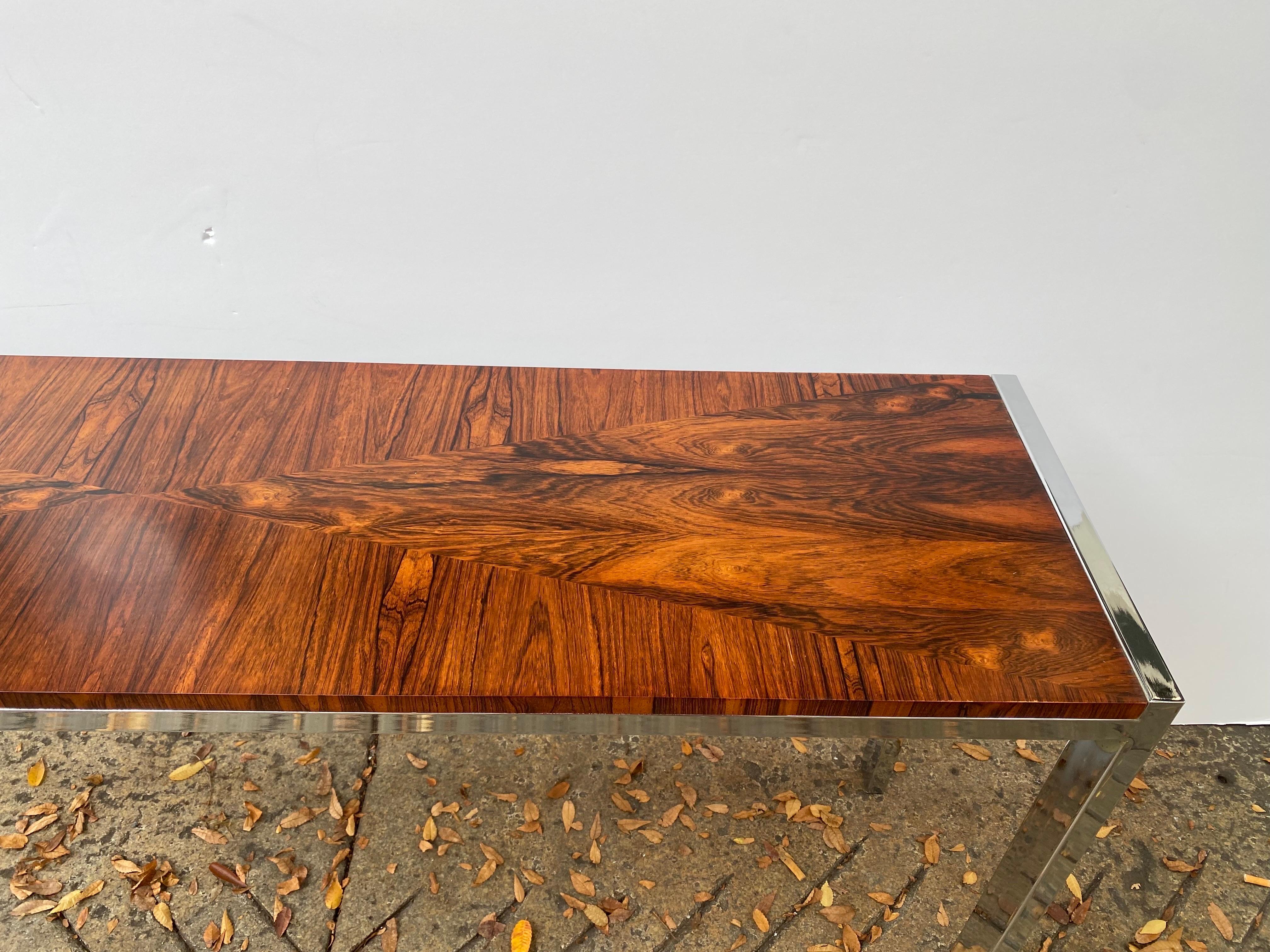 Mid-Century Modern Rosewood and Chrome Console in the Style of Milo Baughman