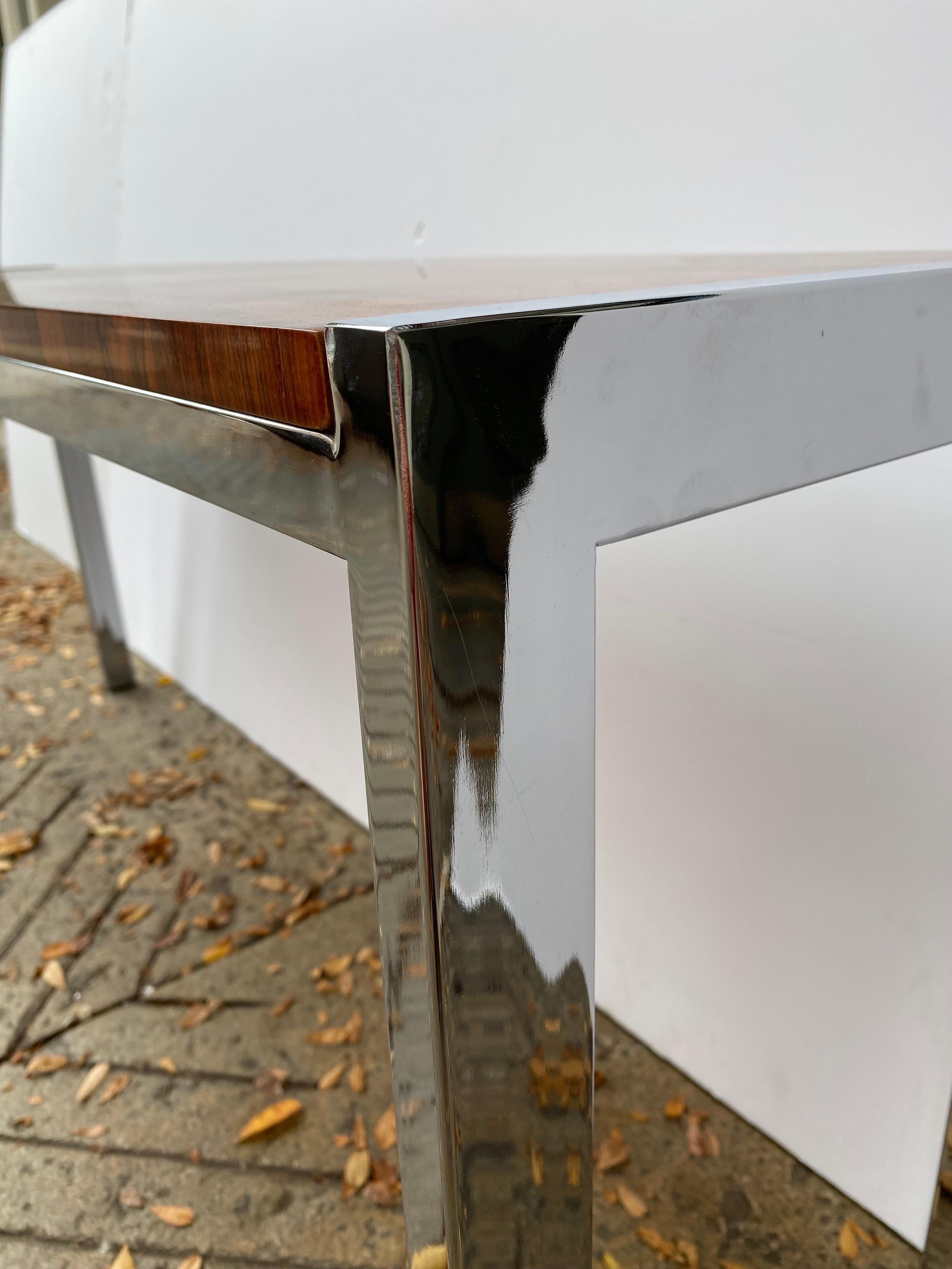 Rosewood and Chrome Console in the Style of Milo Baughman 3