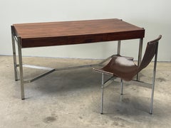 Rosewood and Chrome Desk attributed to Milo Baughman