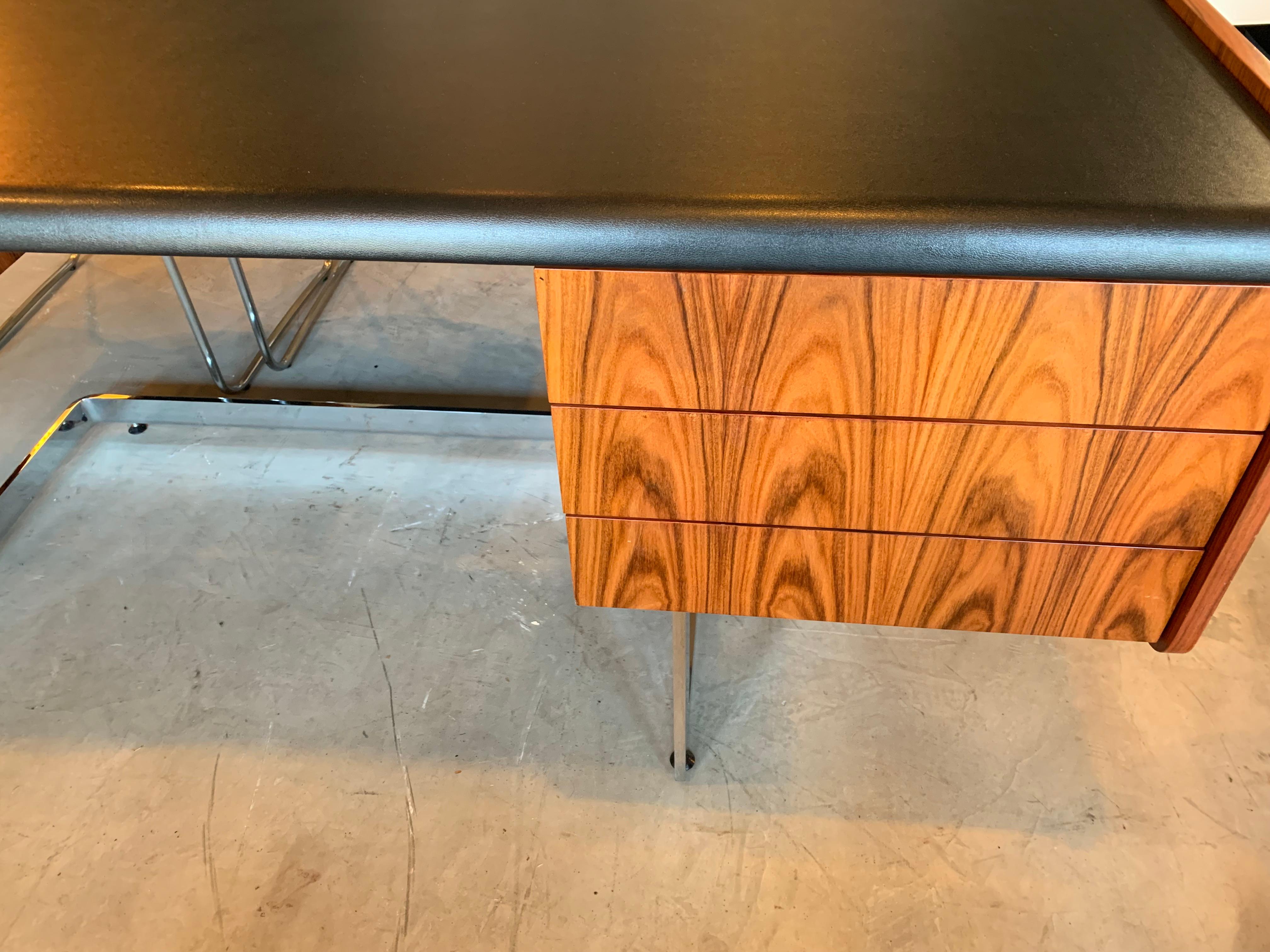 Rosewood and Chrome Desk by Ste. Marie & Laurent 2