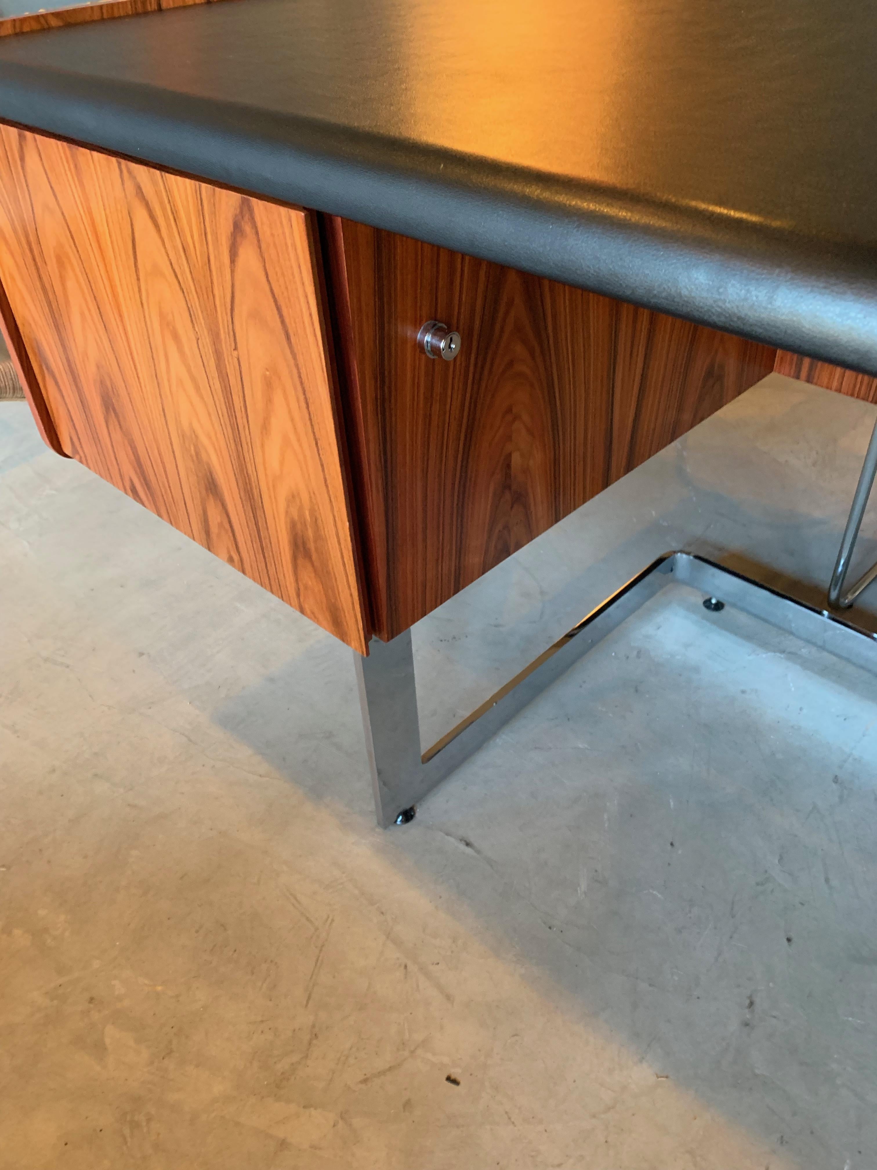 Rosewood and Chrome Desk by Ste. Marie & Laurent 3