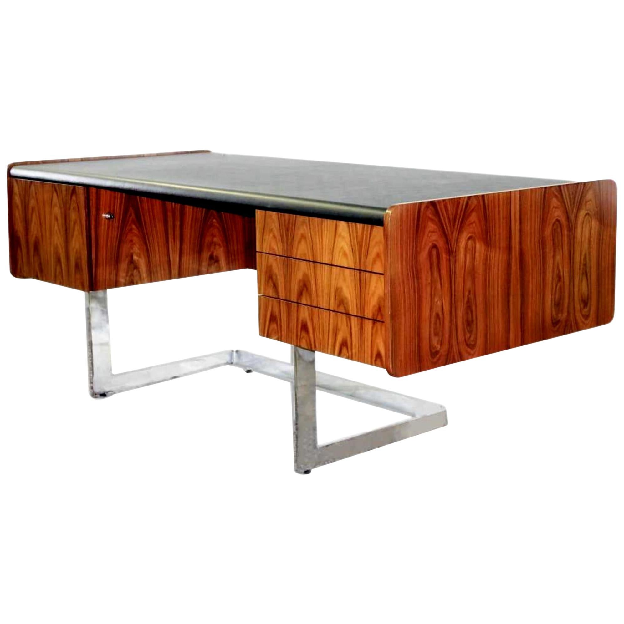 Rosewood and Chrome Desk by Ste. Marie & Laurent