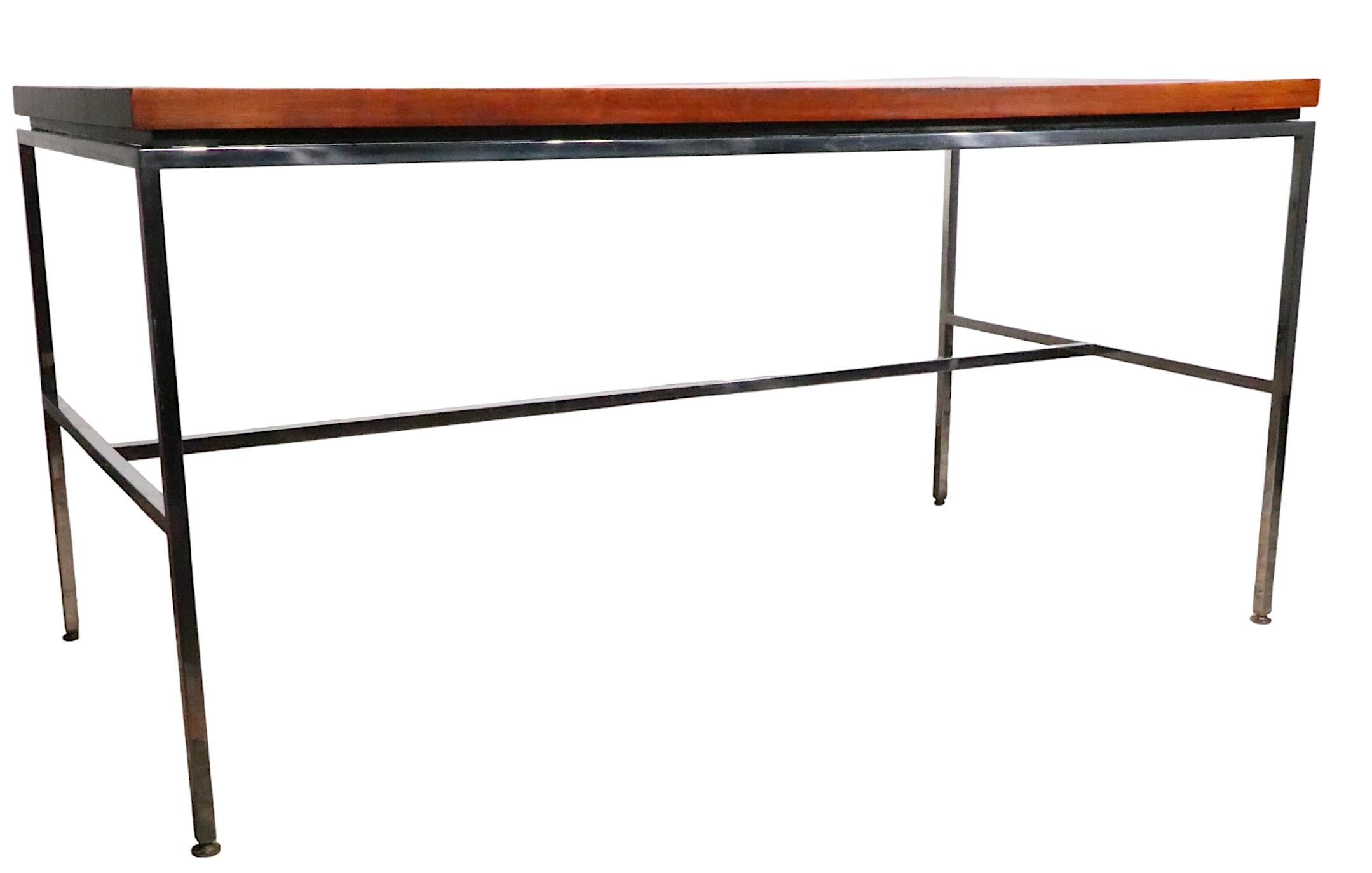 Rosewood and Chrome Drexel Index Writing Desk Library Table, circa 1970s For Sale 4