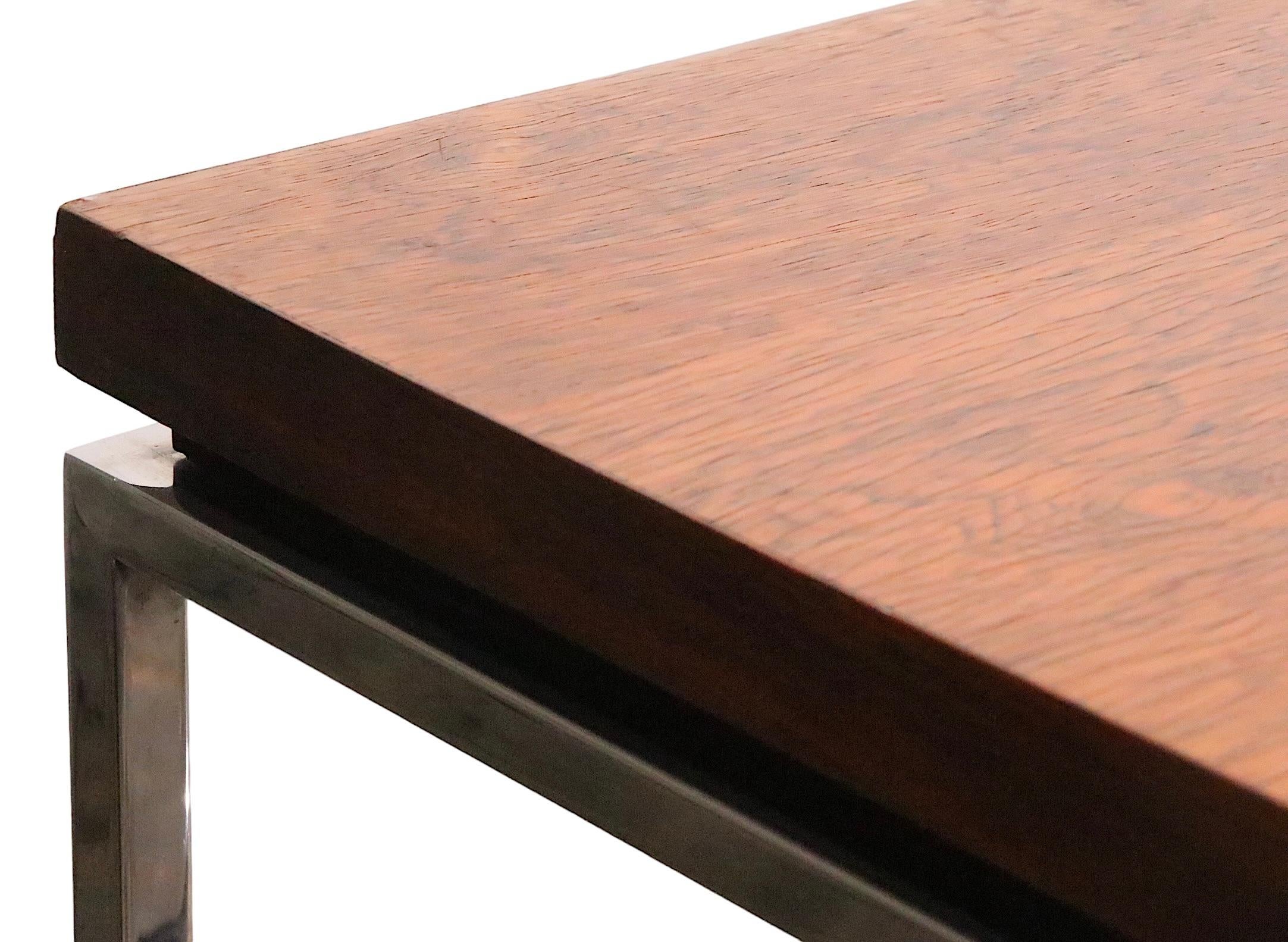  Table de bureau à index Drexel en bois de rose et chrome des années 1970 en vente 5