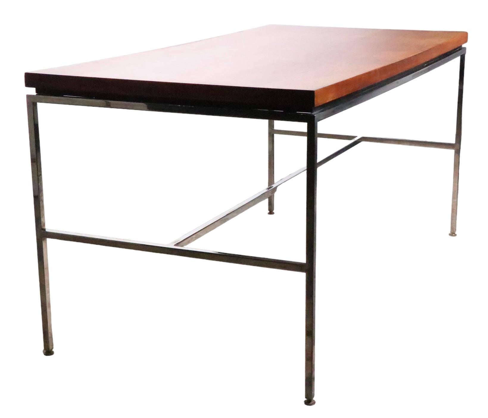  Table de bureau à index Drexel en bois de rose et chrome des années 1970 en vente 7