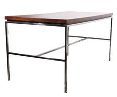 Rosewood and Chrome Drexel Index Writing Desk Library Table, circa 1970s