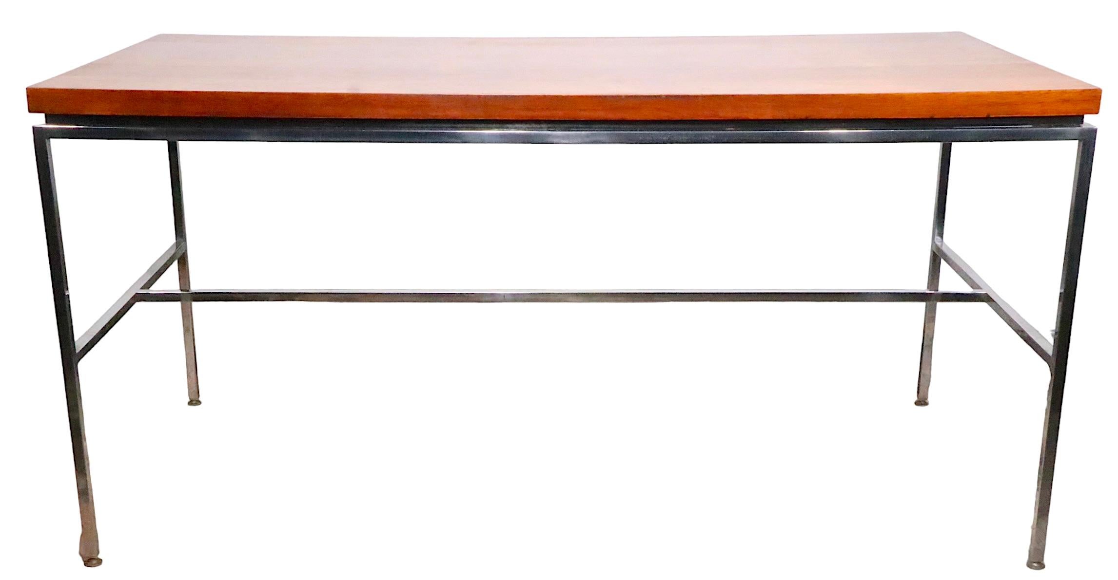Rosewood and Chrome Drexel Index Writing Desk Library Table, circa 1970s For Sale 1