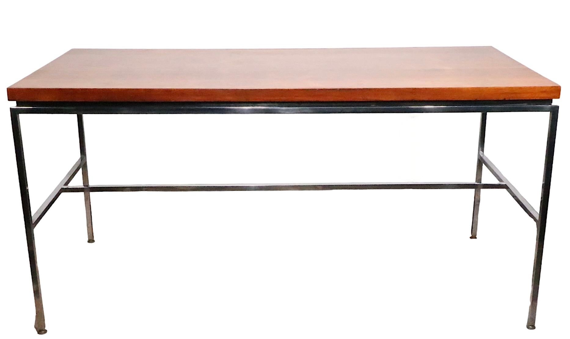 Rosewood and Chrome Drexel Index Writing Desk Library Table, circa 1970s For Sale 2