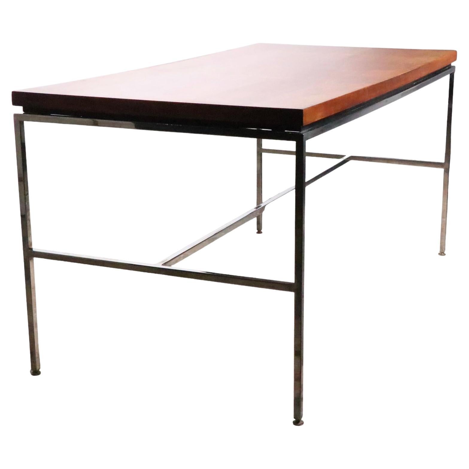 Rosewood and Chrome Drexel Index Writing Desk Library Table, circa 1970s For Sale