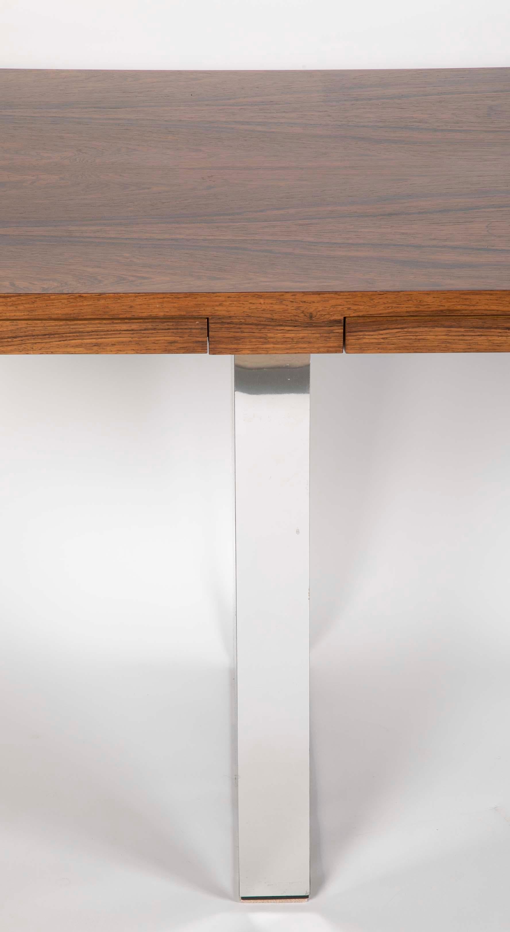 Rosewood and Chrome Executive Desk by Roger Sprunger for Dunbar 4