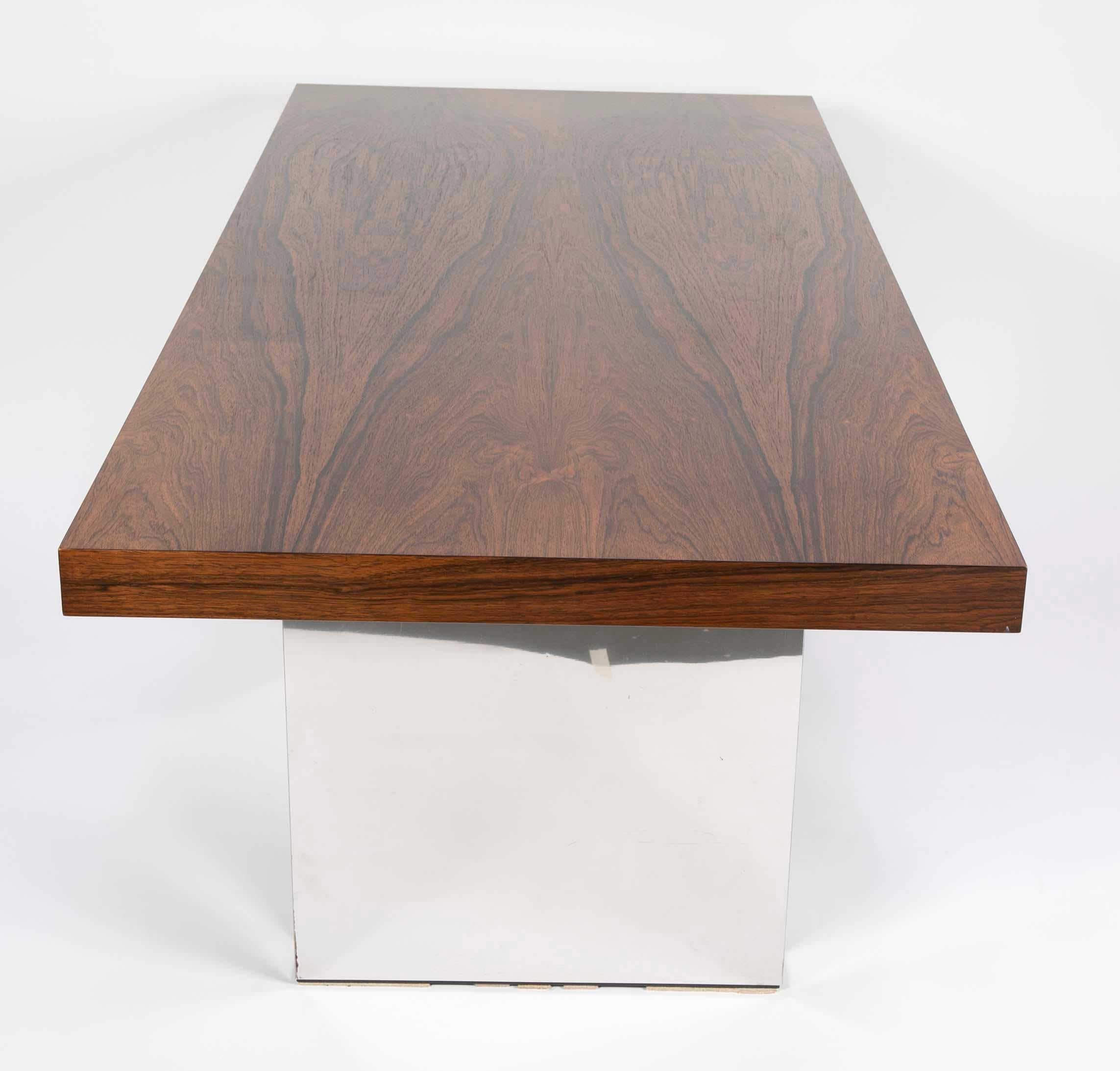 Rosewood and Chrome Executive Desk by Roger Sprunger for Dunbar 5