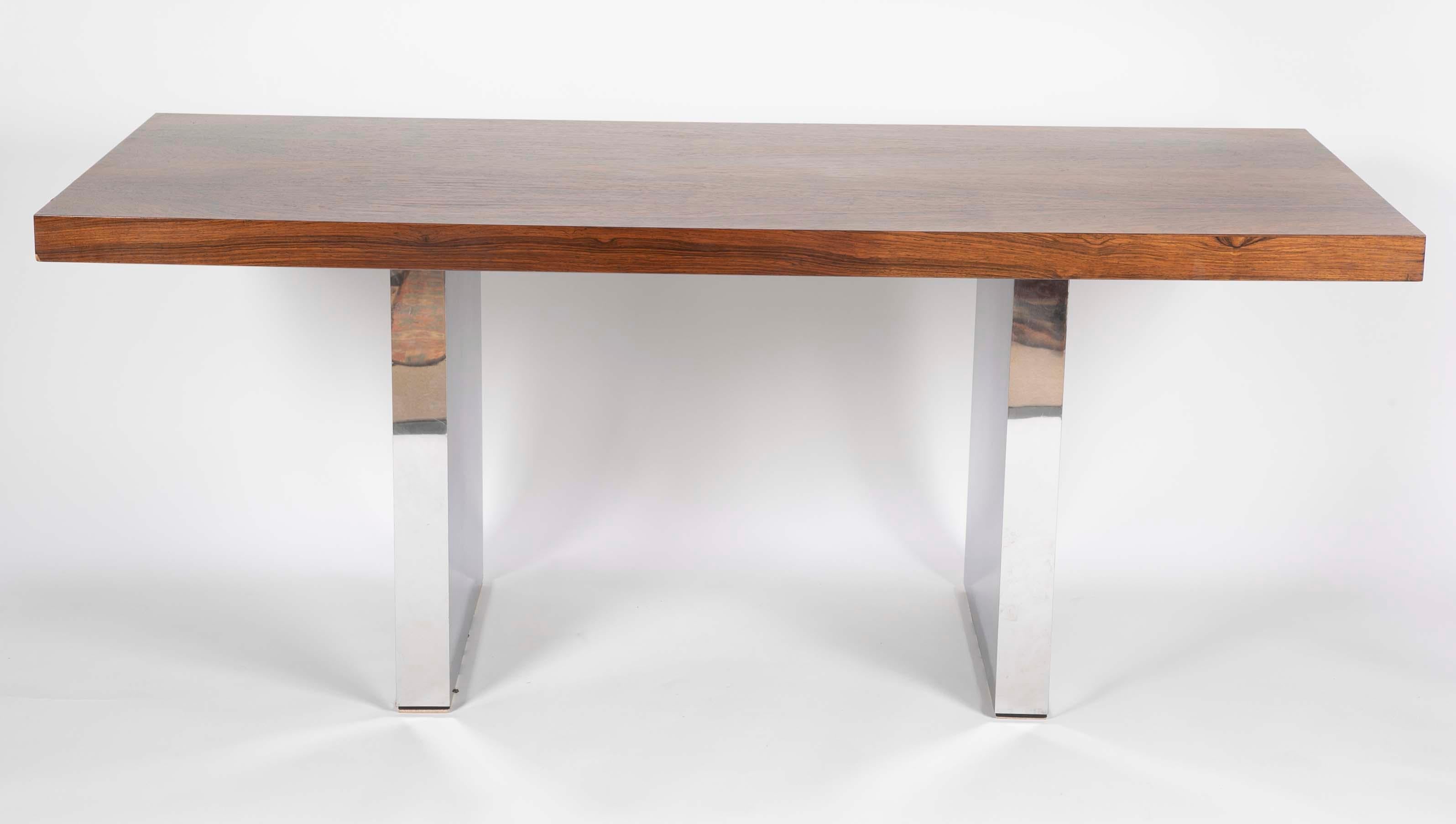 Rosewood and Chrome Executive Desk by Roger Sprunger for Dunbar 9