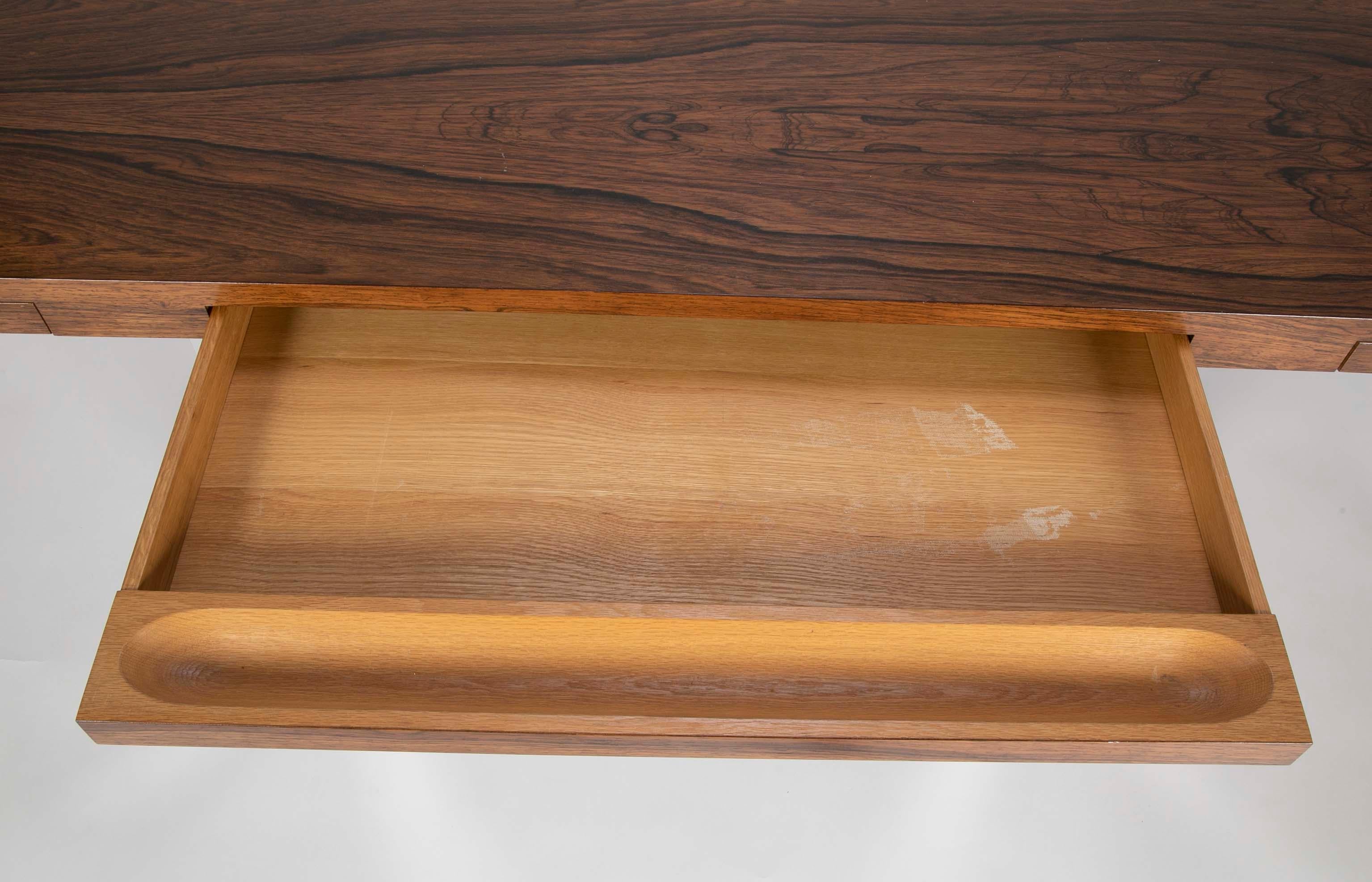 Rosewood and Chrome Executive Desk by Roger Sprunger for Dunbar In Good Condition In Stamford, CT