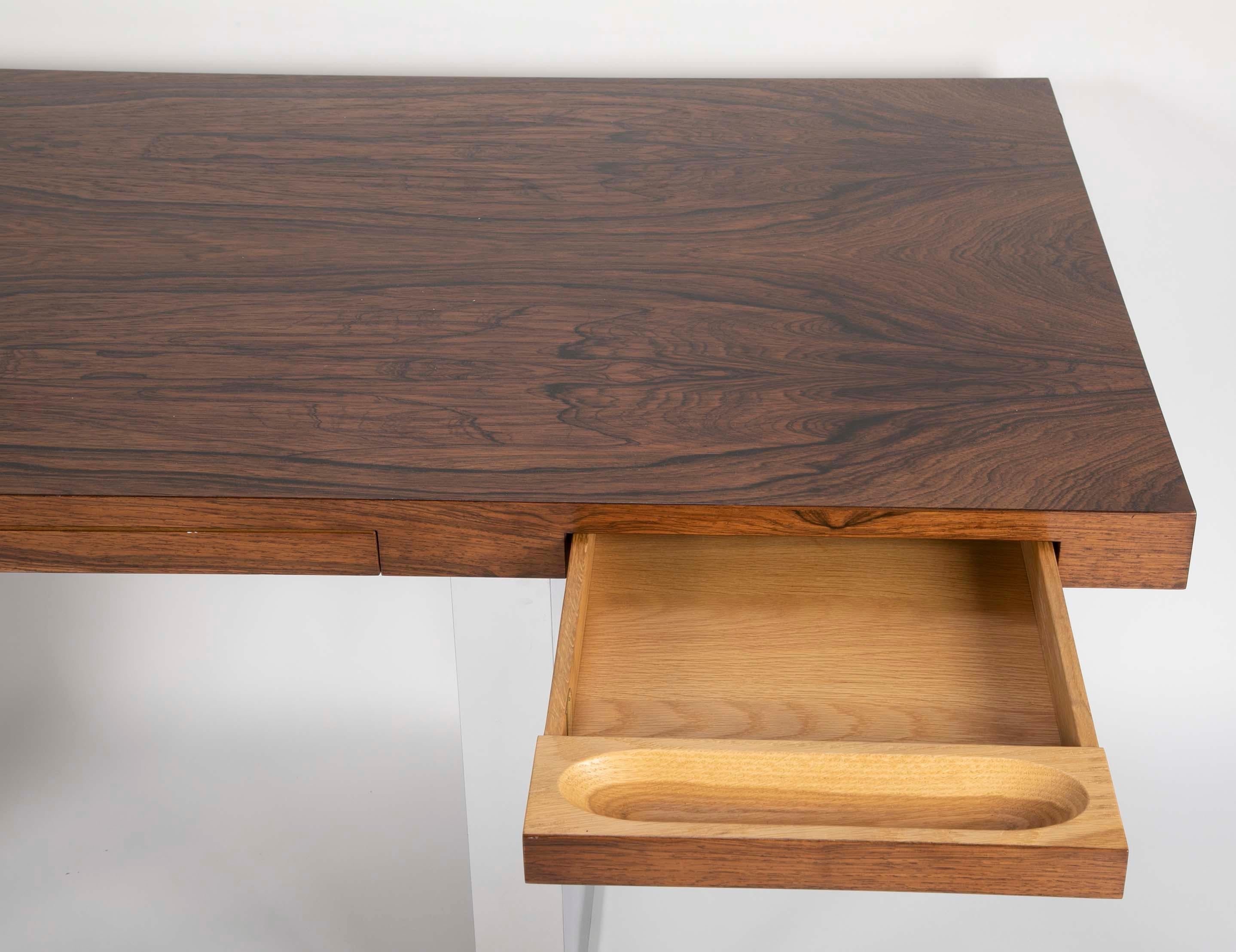 Late 20th Century Rosewood and Chrome Executive Desk by Roger Sprunger for Dunbar