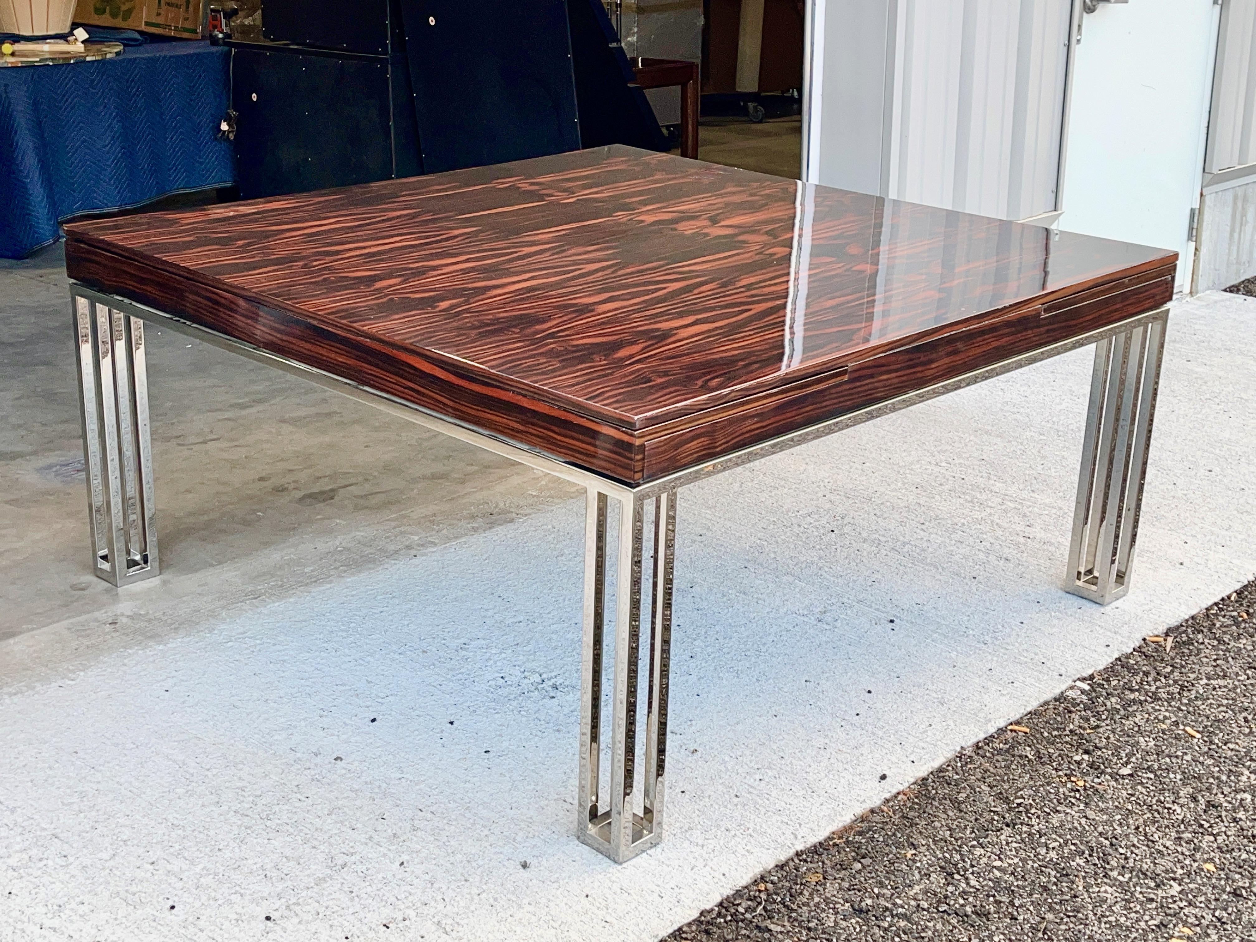 Rosewood and Chrome Extending Dining Table For Sale 5