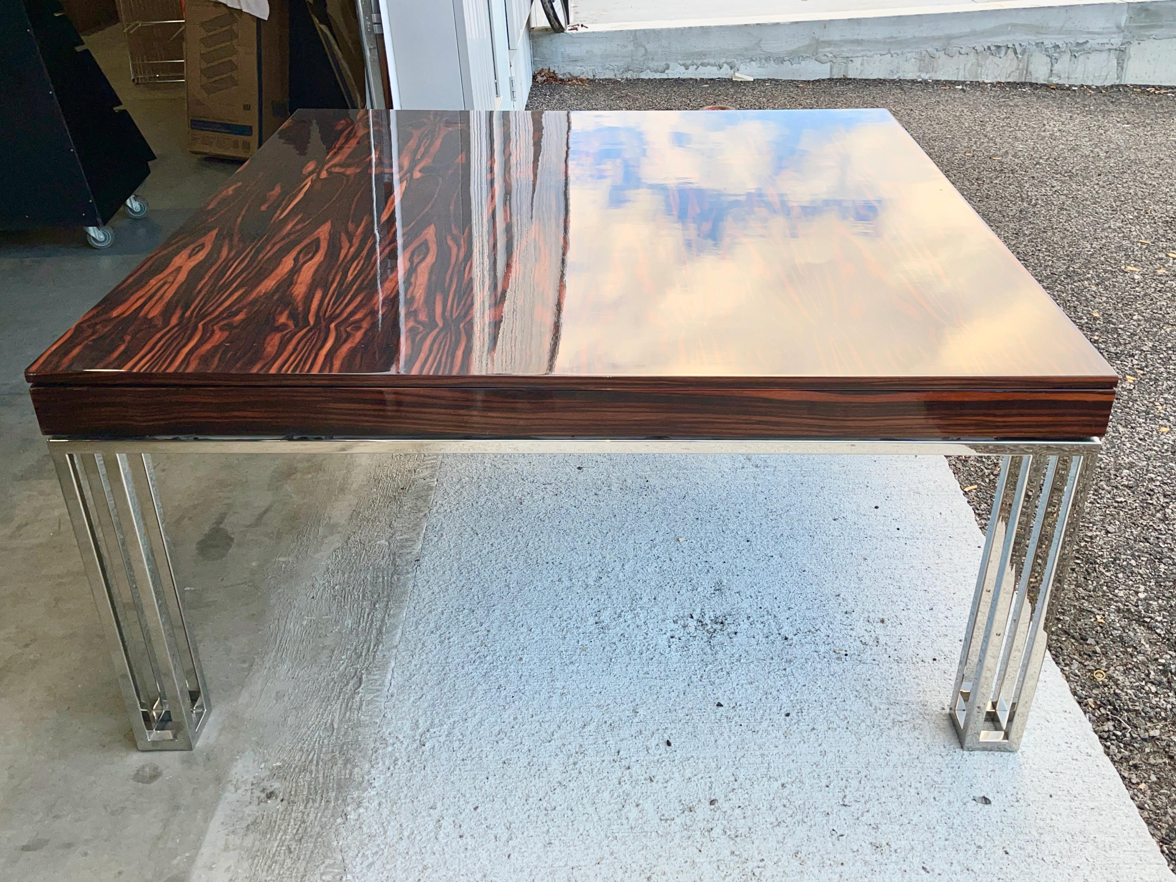 Rosewood and Chrome Extending Dining Table For Sale 6