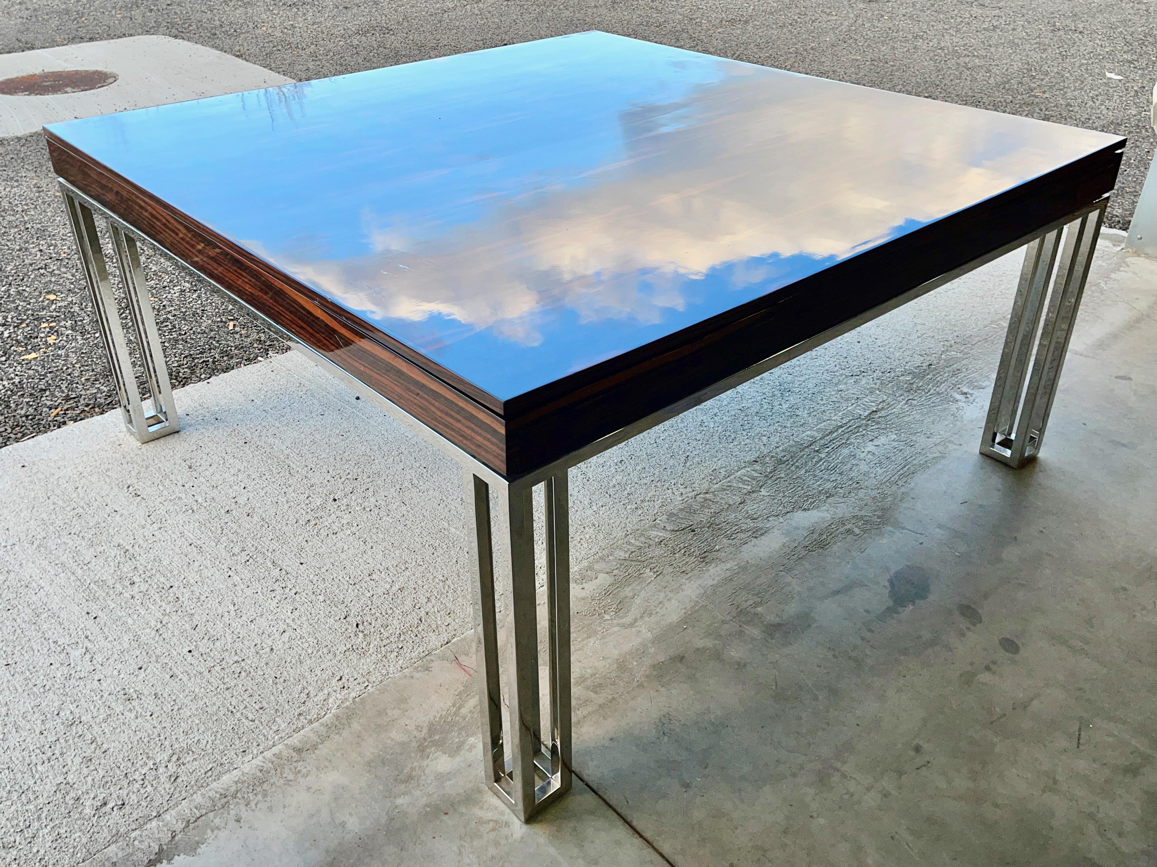 Rosewood and Chrome Extending Dining Table For Sale 7