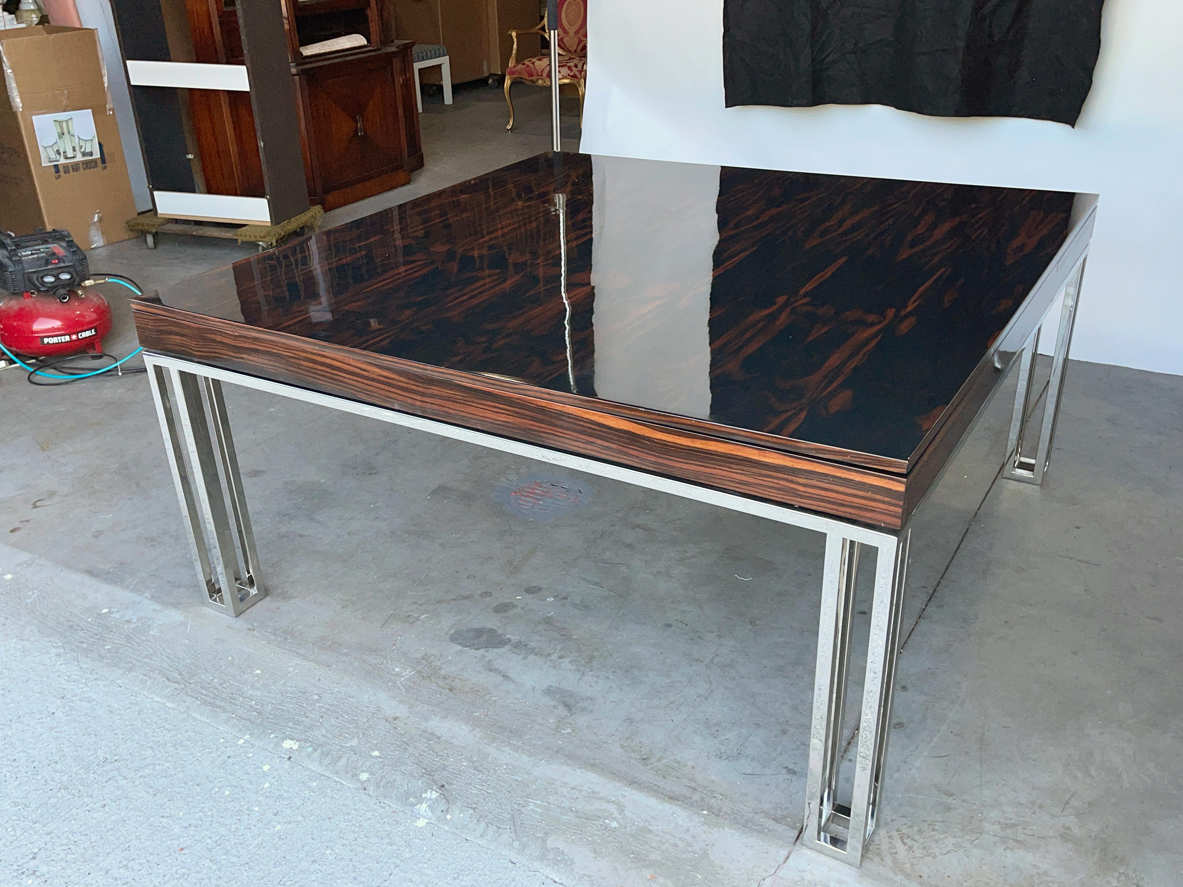 Rosewood and Chrome Extending Dining Table For Sale 8