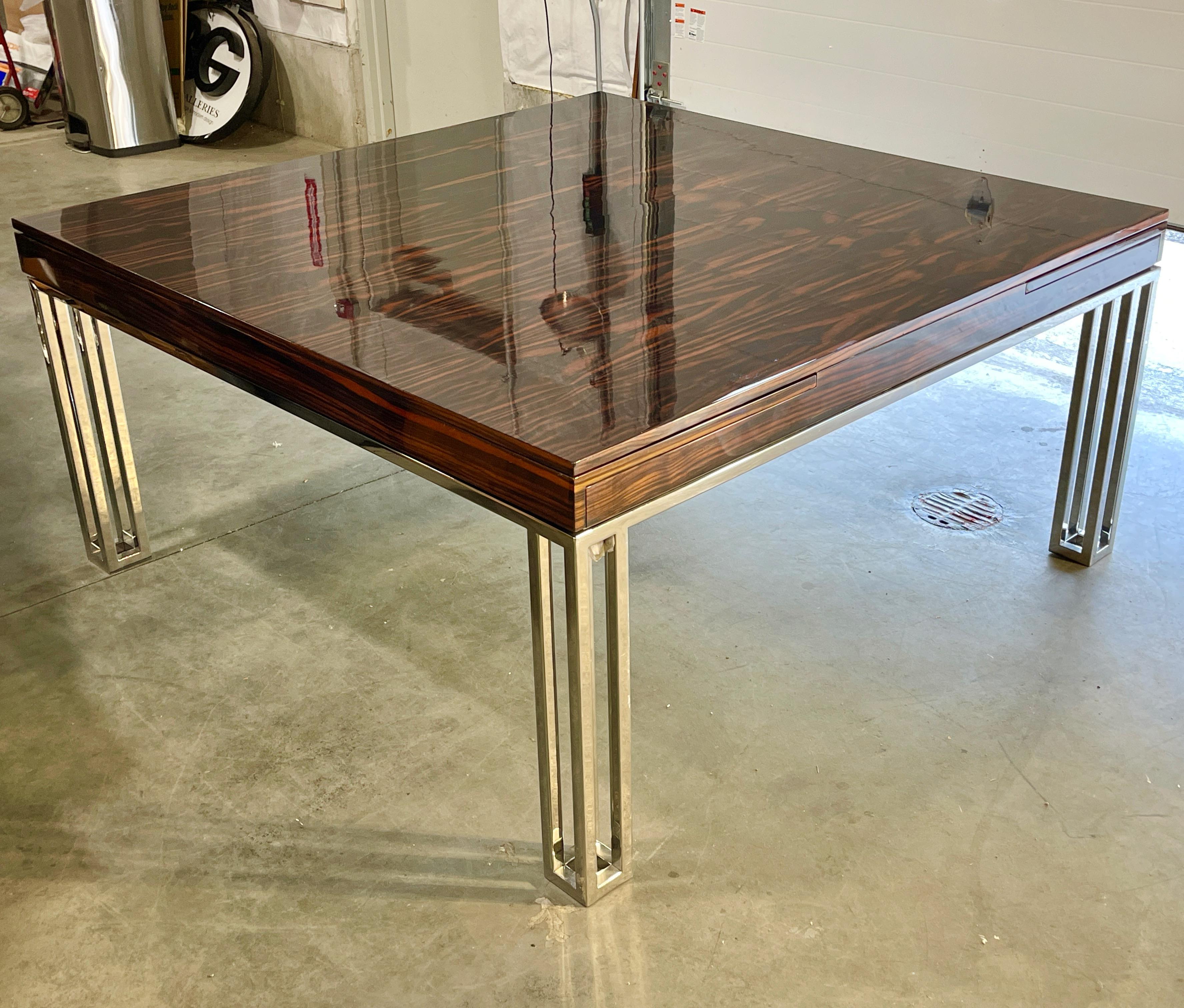 Rosewood and Chrome Extending Dining Table For Sale 10