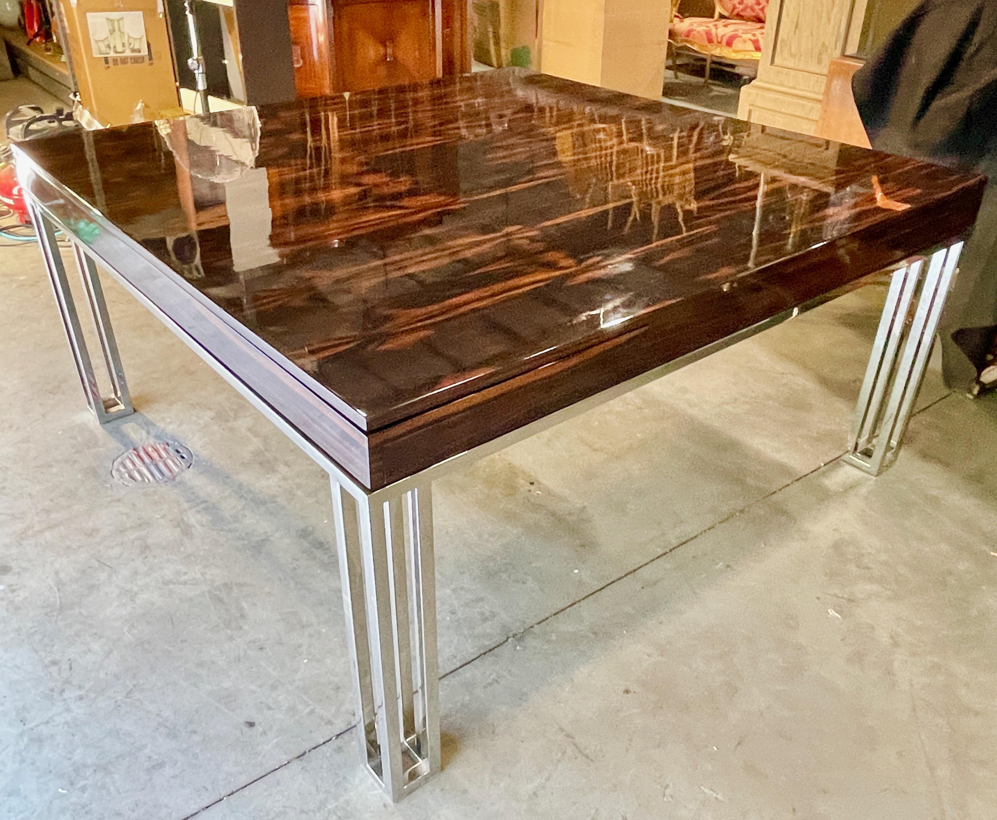 Rosewood and Chrome Extending Dining Table For Sale 11