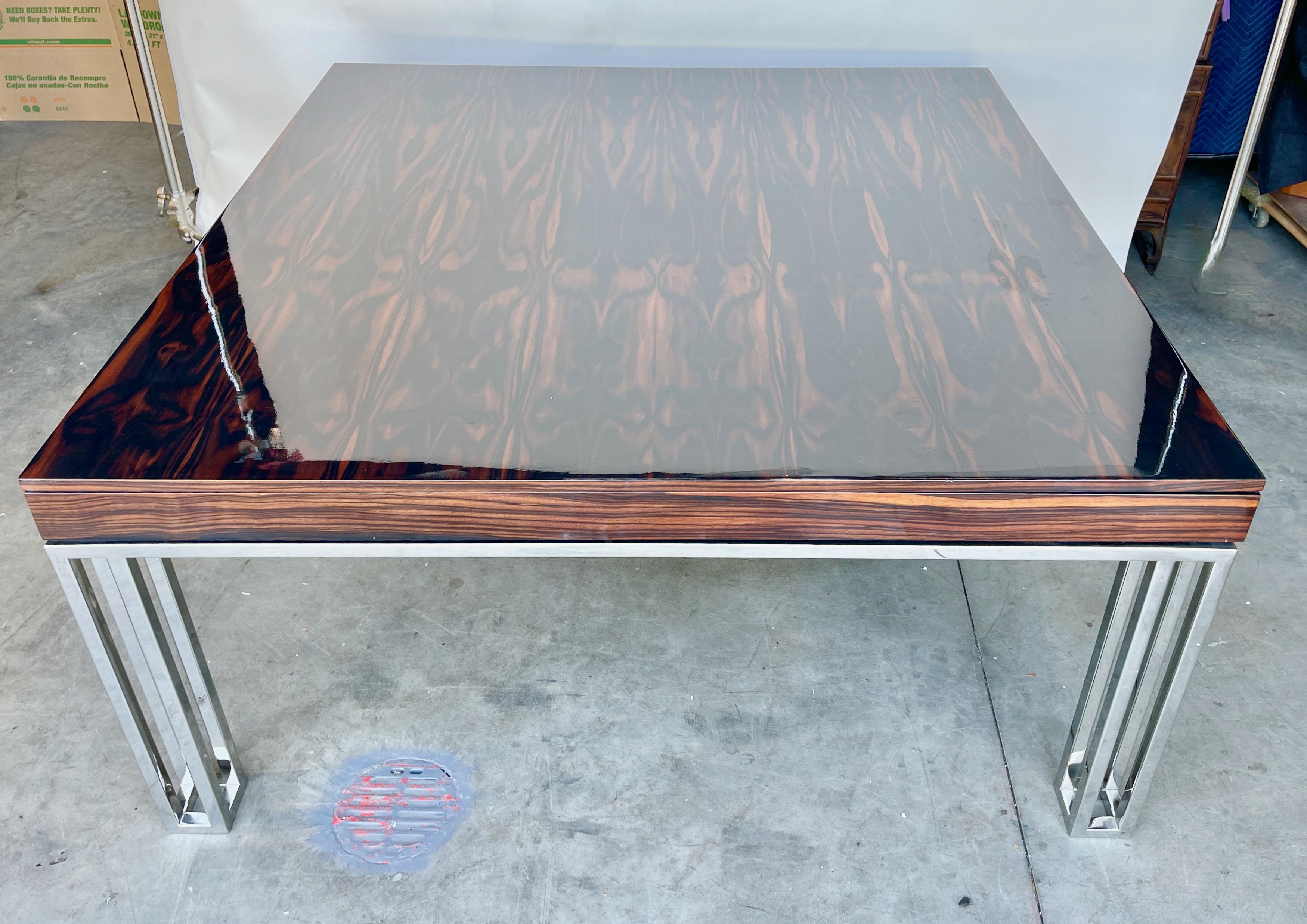 Rosewood and Chrome Extending Dining Table For Sale 12