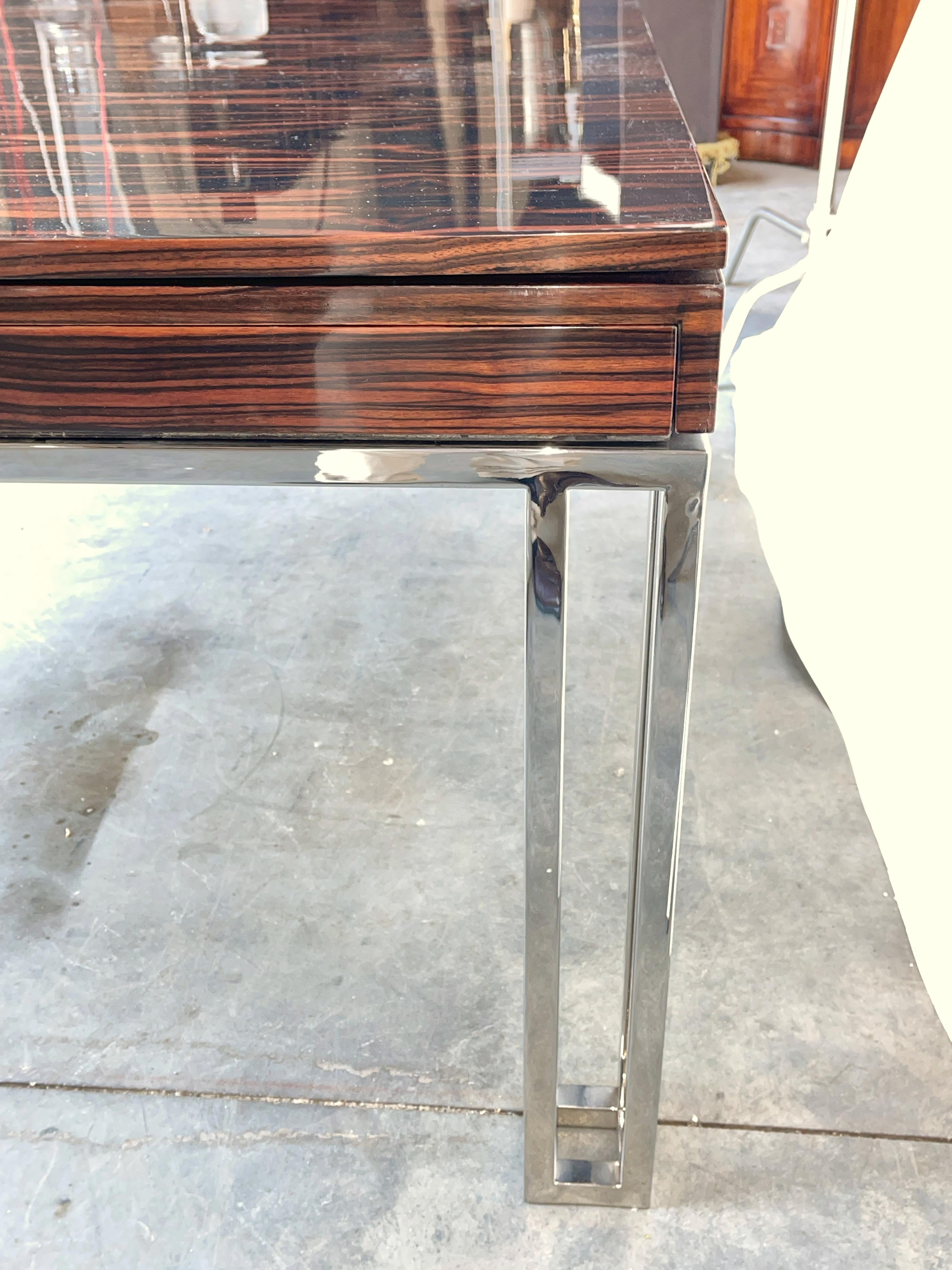 Rosewood and Chrome Extending Dining Table For Sale 13