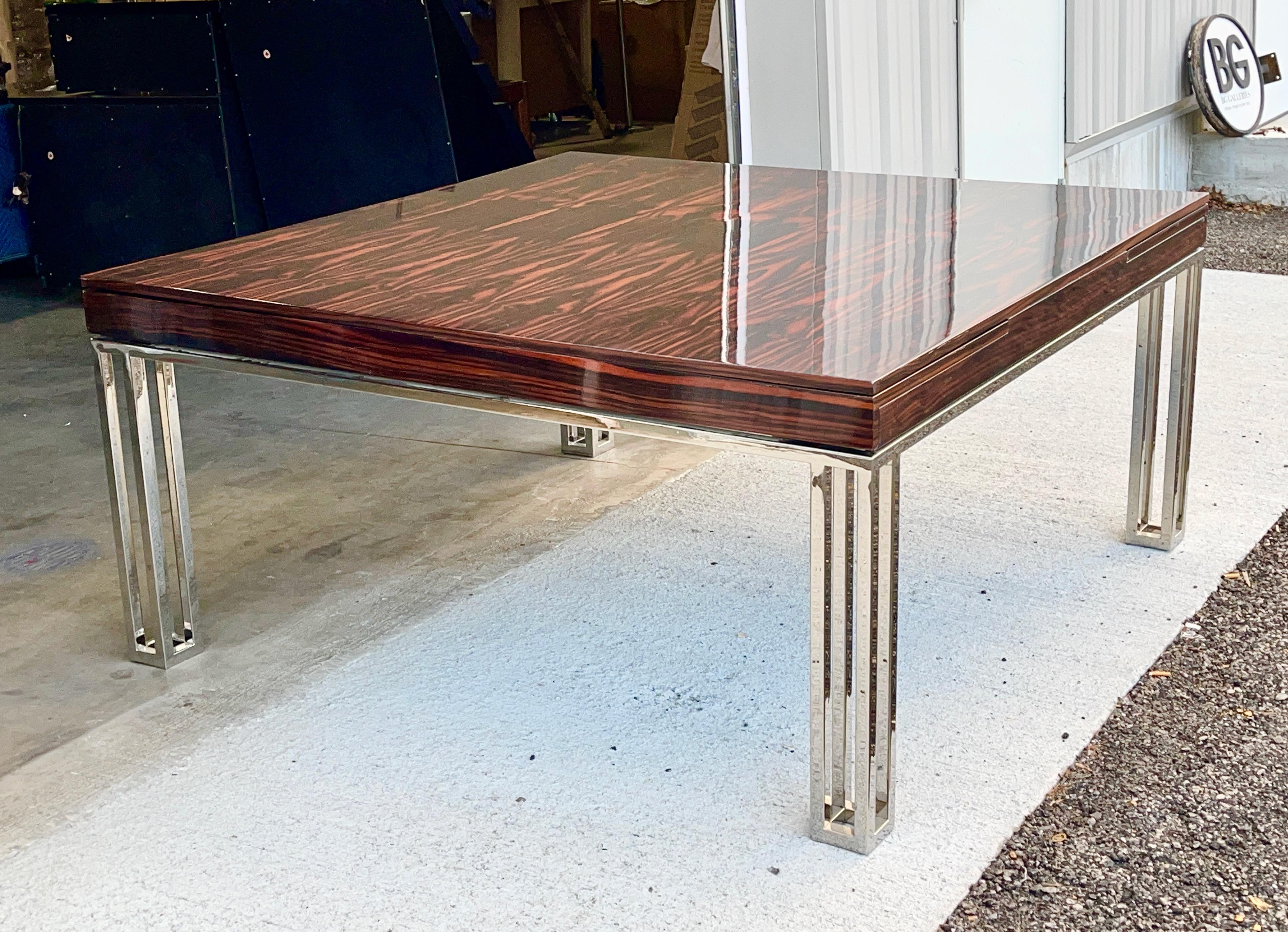 Modern Rosewood and Chrome Extending Dining Table For Sale