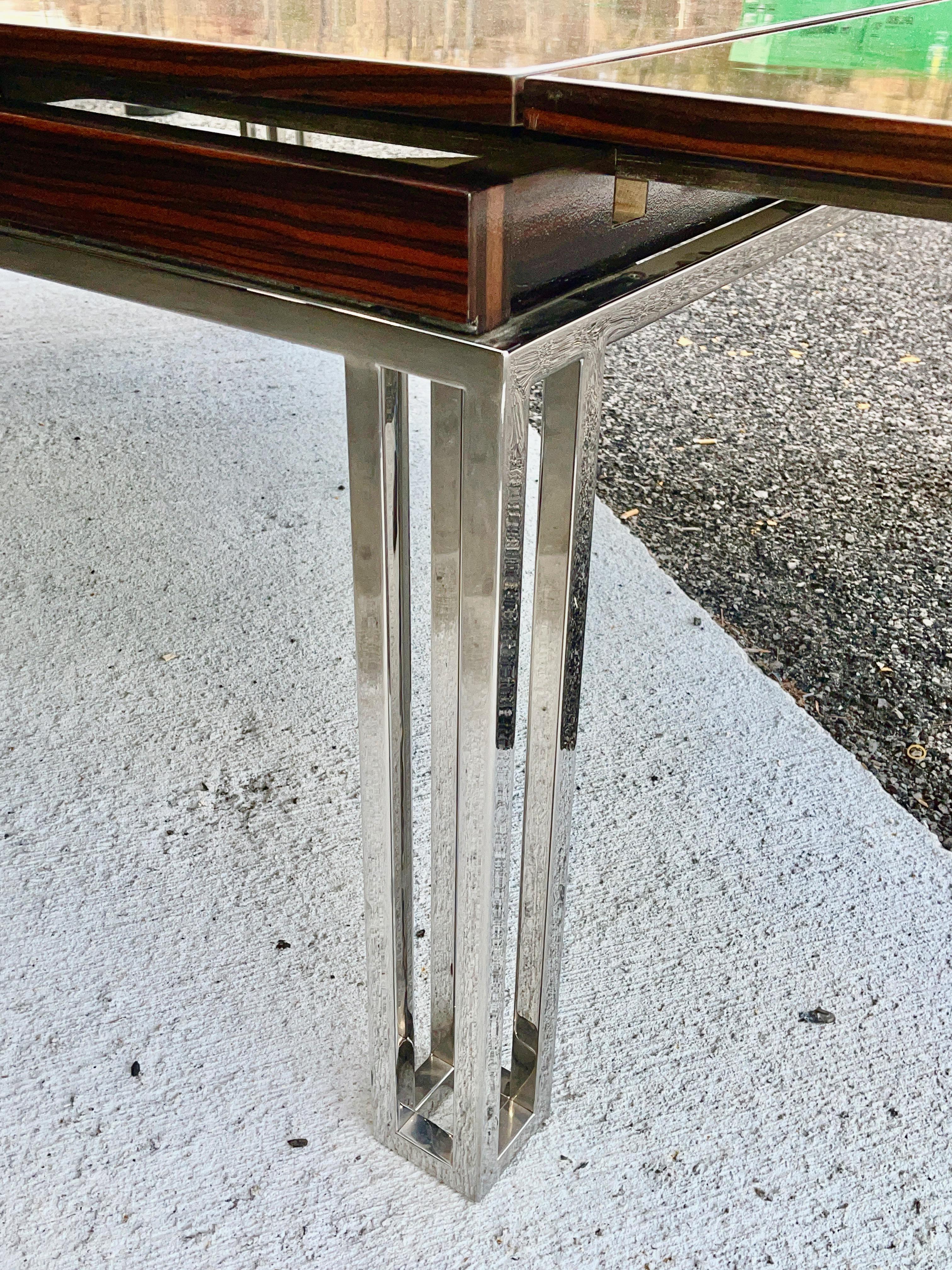Rosewood and Chrome Extending Dining Table For Sale 3