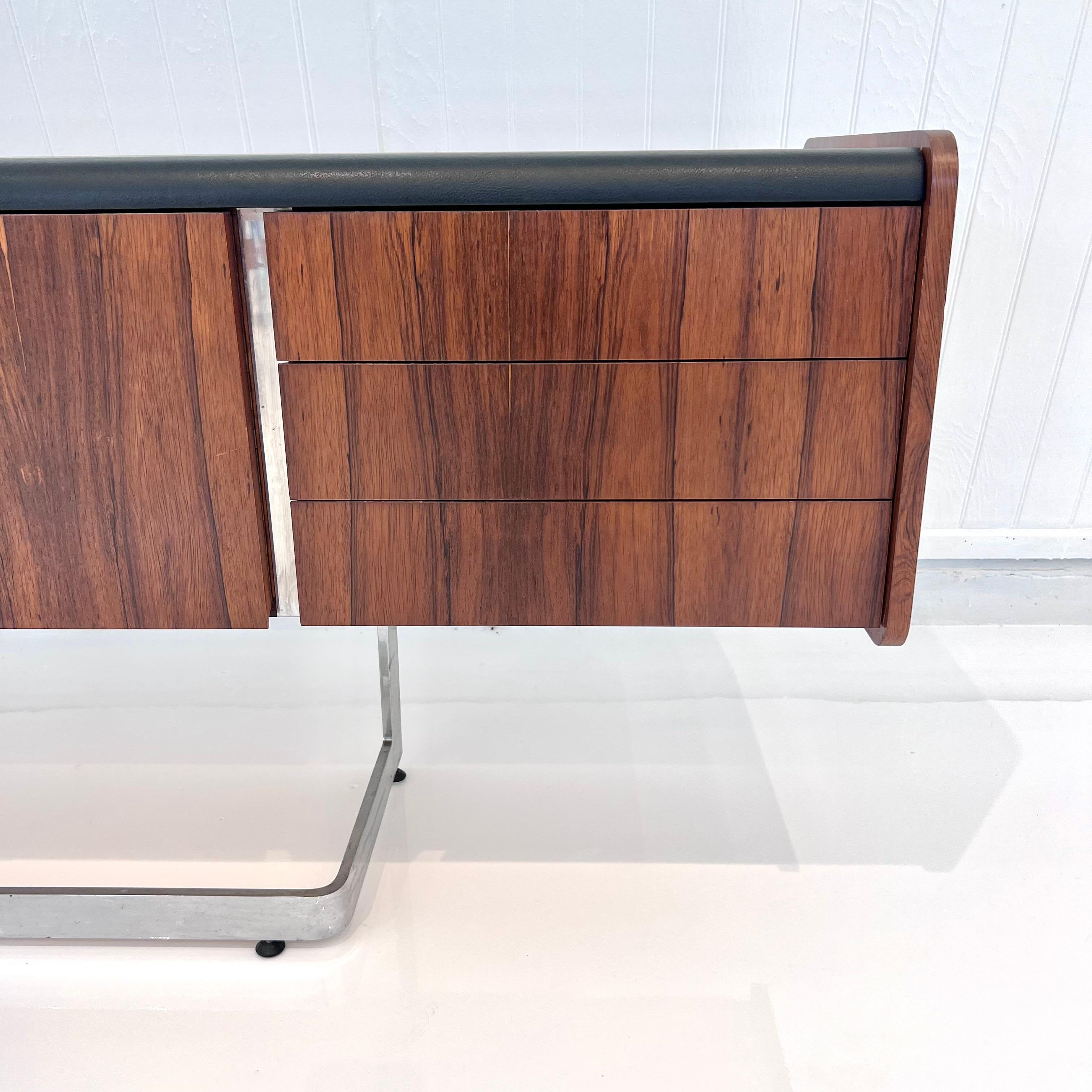 Canadian Rosewood and Chrome Floating Credenza by Ste. Marie & Laurent, 1970s Canada