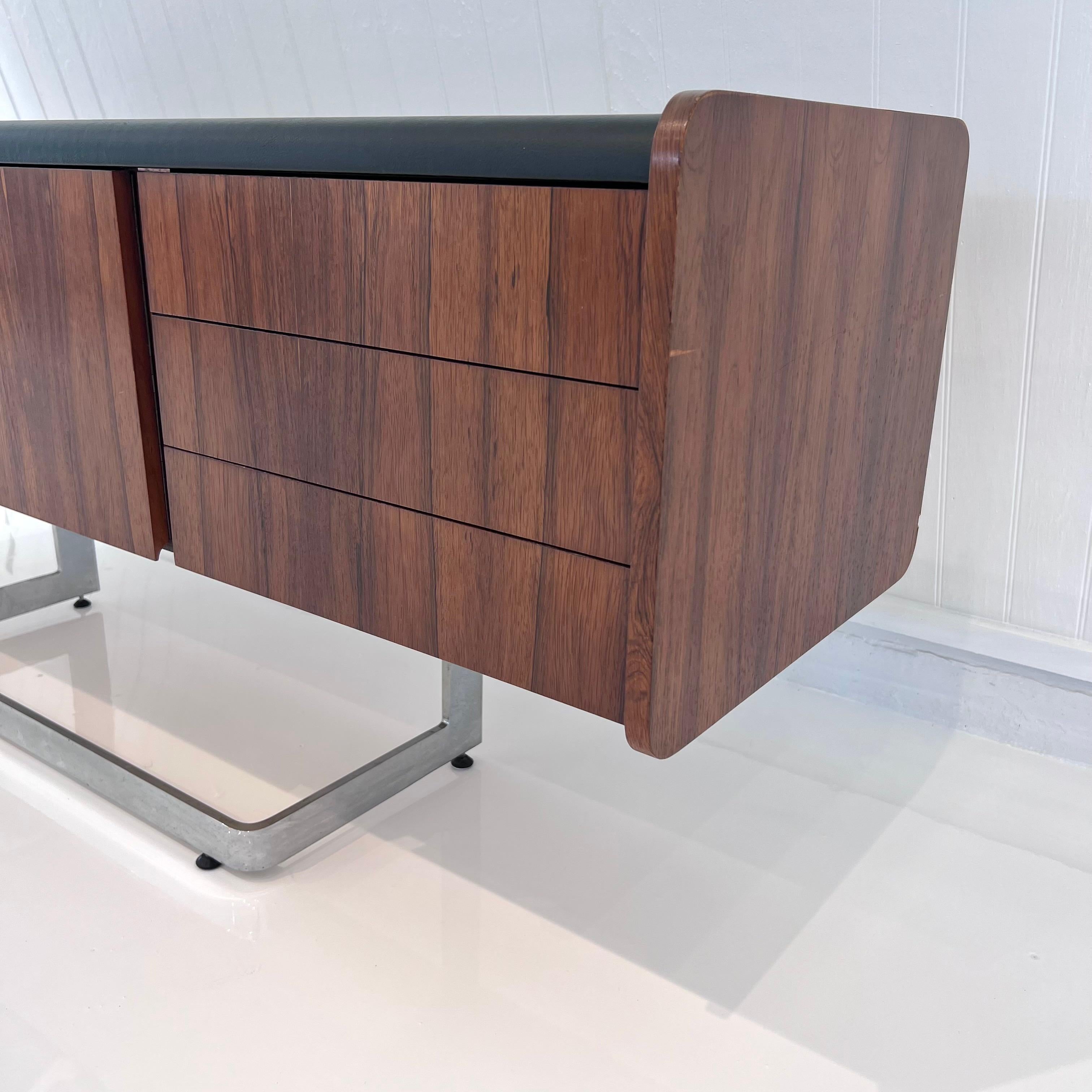 Late 20th Century Rosewood and Chrome Floating Credenza by Ste. Marie & Laurent, 1970s Canada