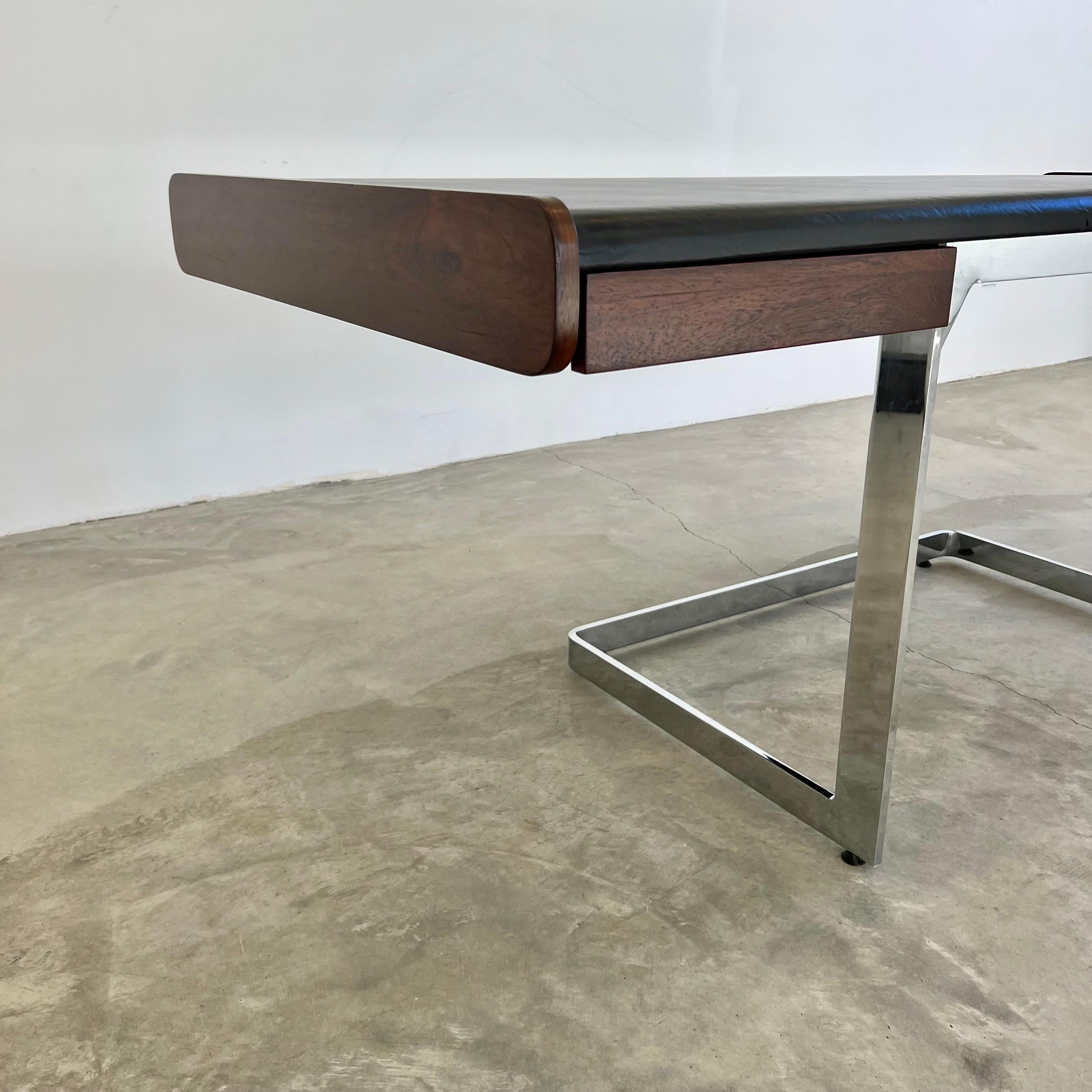 Rosewood and Chrome Floating Desk by Ste. Marie & Laurent, 1970s Canada 5