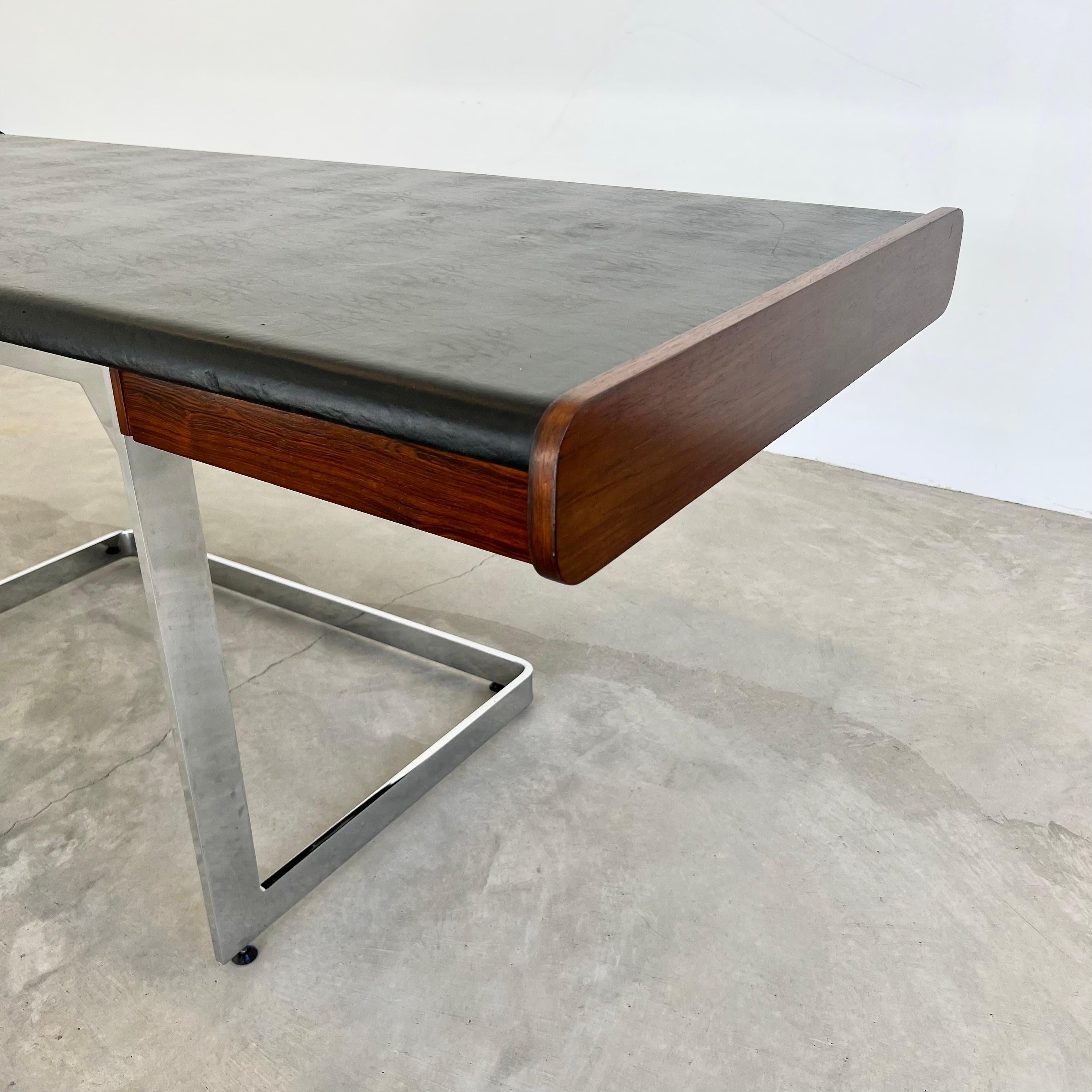 Rosewood and Chrome Floating Desk by Ste. Marie & Laurent, 1970s Canada 6