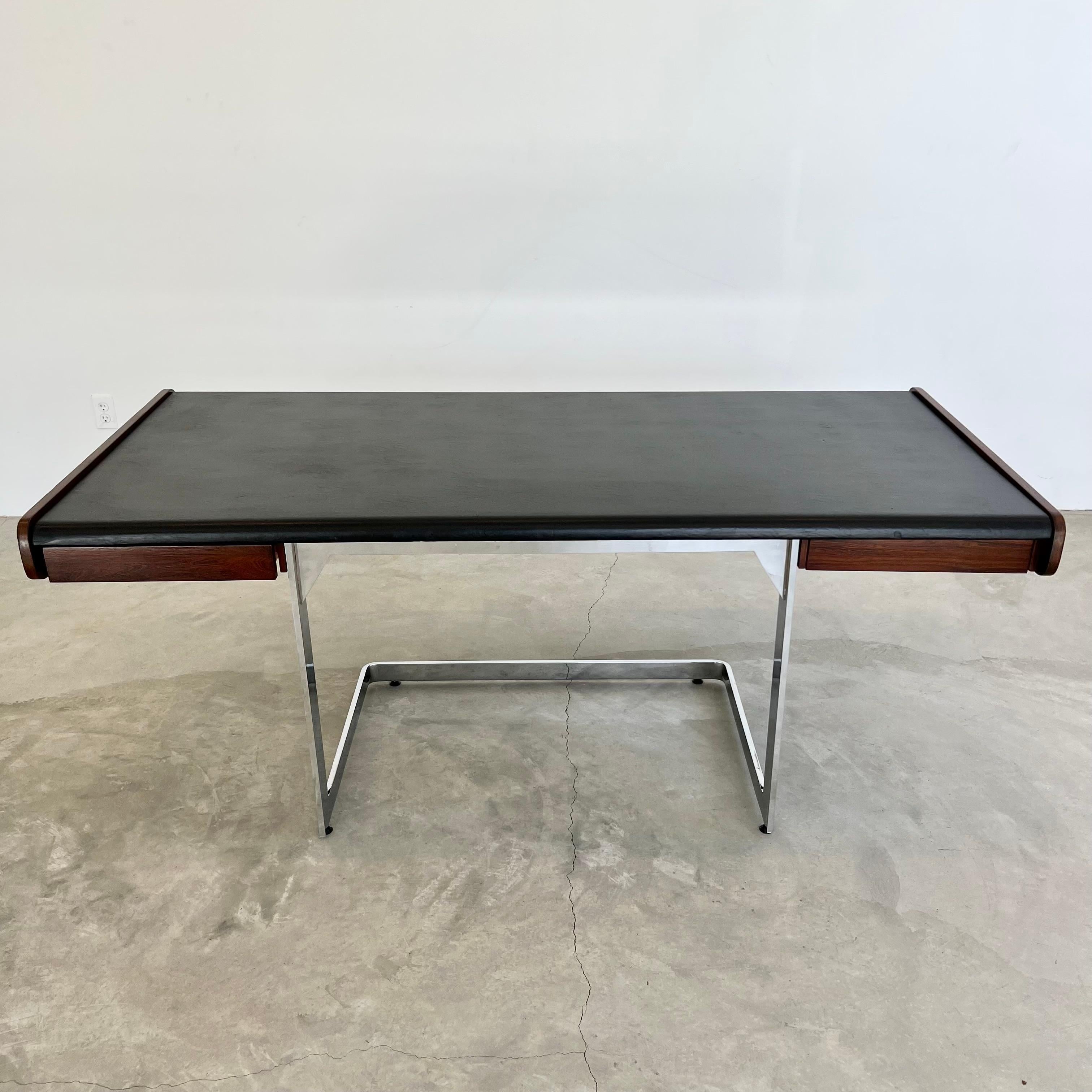 Canadian Rosewood and Chrome Floating Desk by Ste. Marie & Laurent, 1970s Canada
