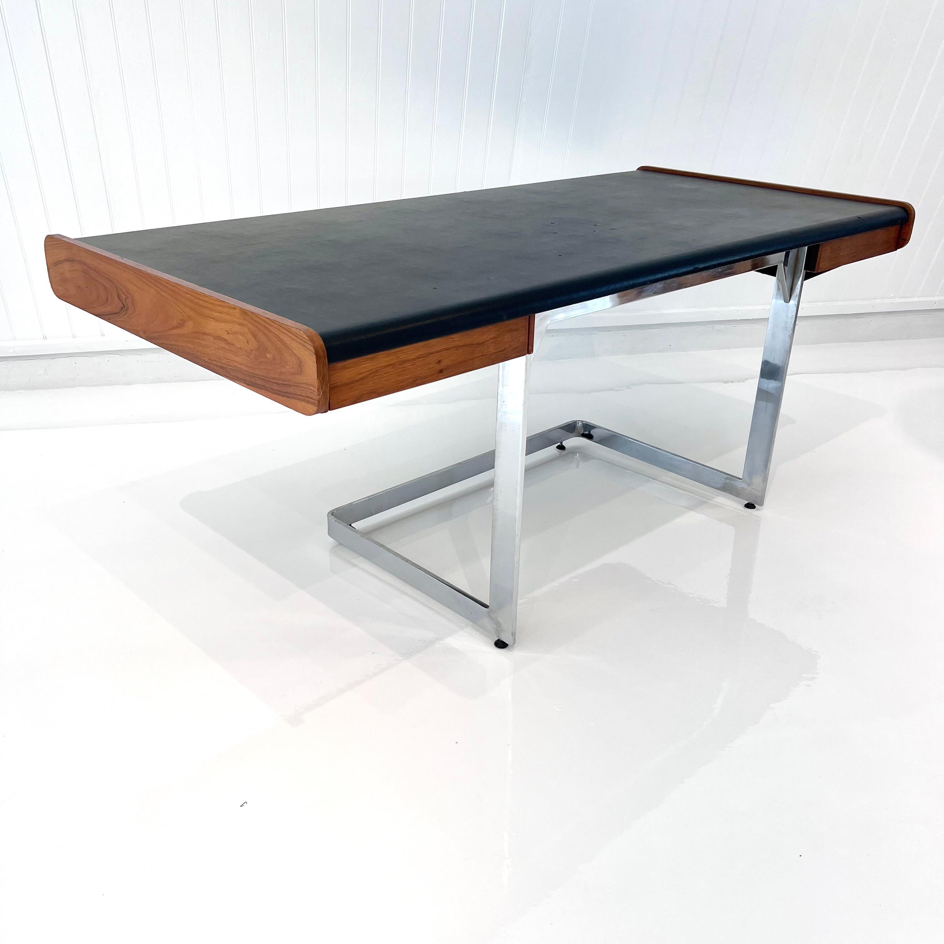 Canadian Rosewood and Chrome Floating Desk by Ste. Marie & Laurent, 1970s Canada