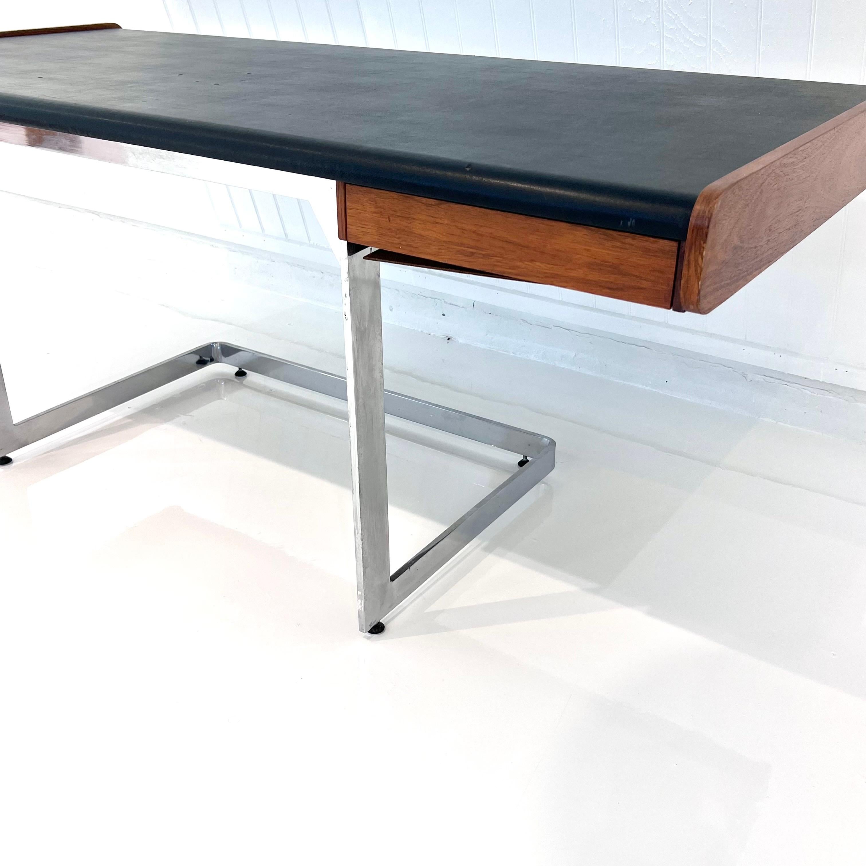 Late 20th Century Rosewood and Chrome Floating Desk by Ste. Marie & Laurent, 1970s Canada
