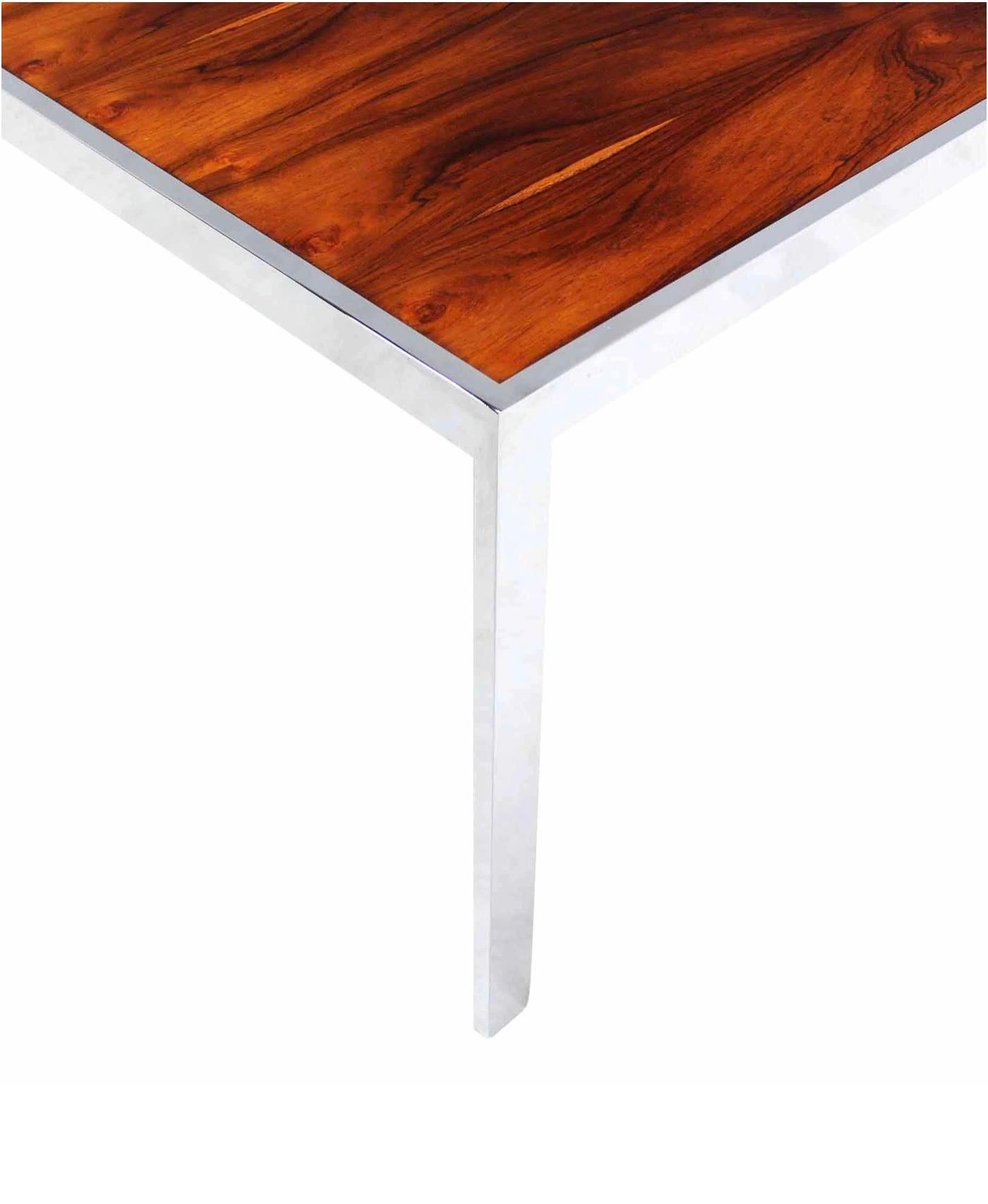 Mid-Century Modern Rosewood and Chrome Frame Base Square Side End Table Stand Mint For Sale