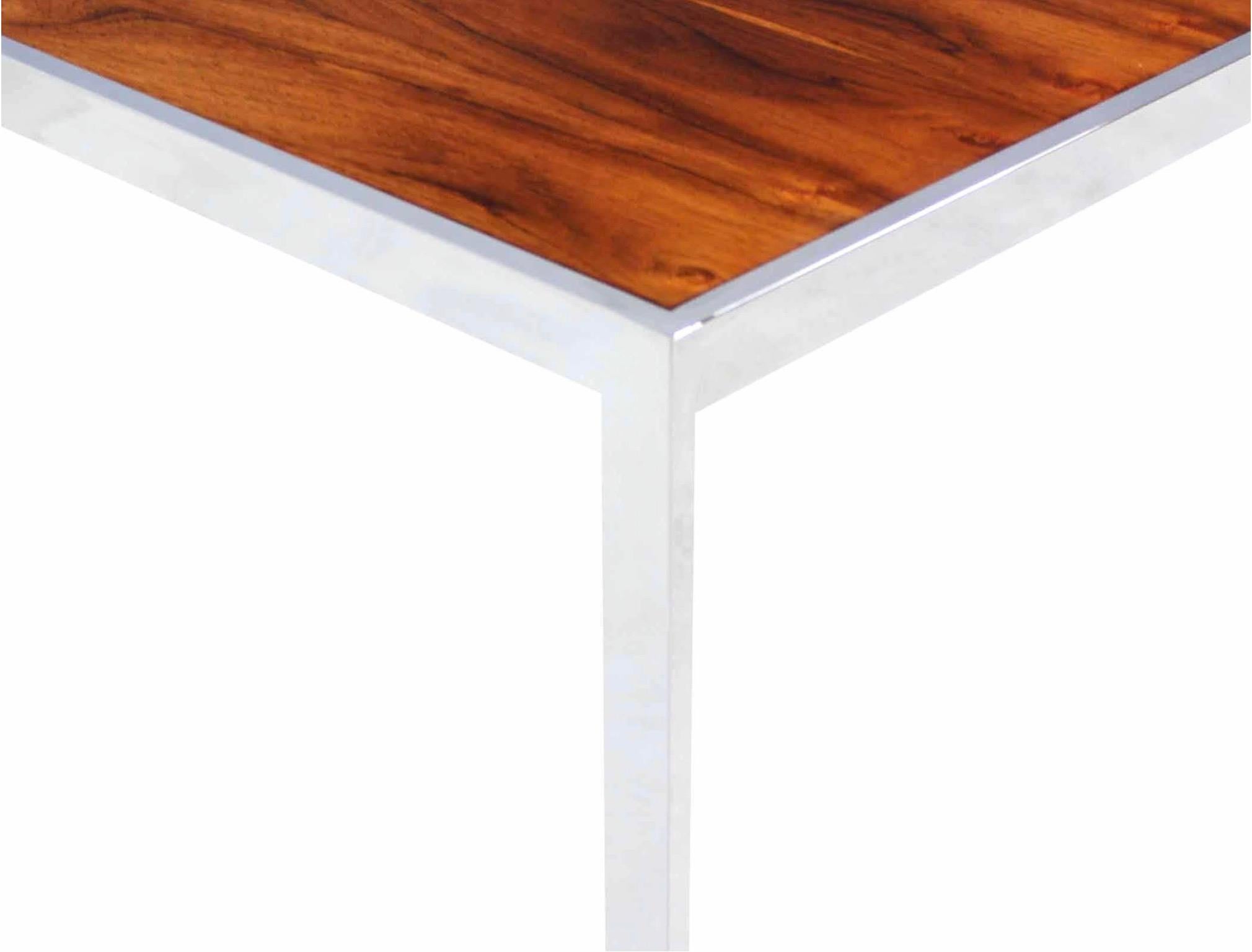 American Rosewood and Chrome Frame Base Square Side End Table Stand Mint For Sale