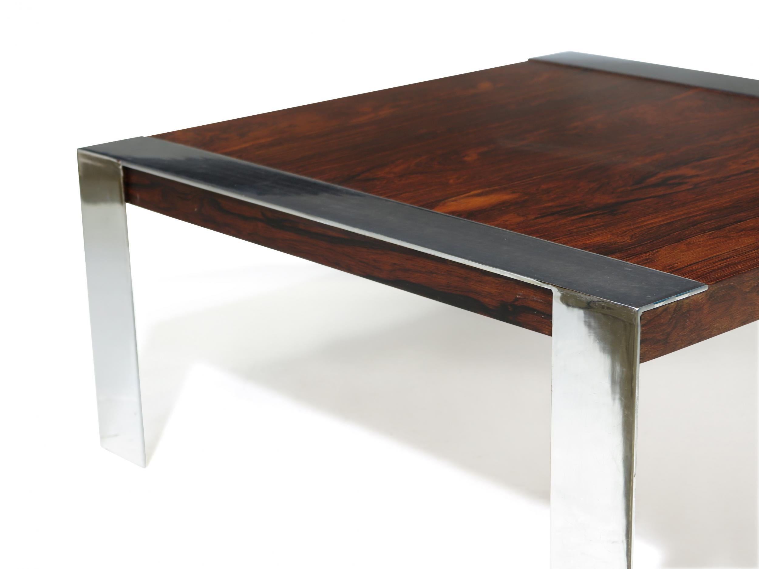 Mid-Century Modern Rosewood and Chrome Mid-century Coffee Table For Sale