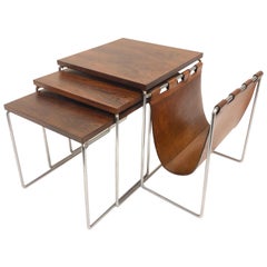 Rosewood and Chrome Nesting Tables