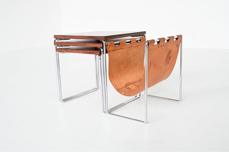 Rosewood and Chrome Nesting Tables Set the Netherlands, 1960 5